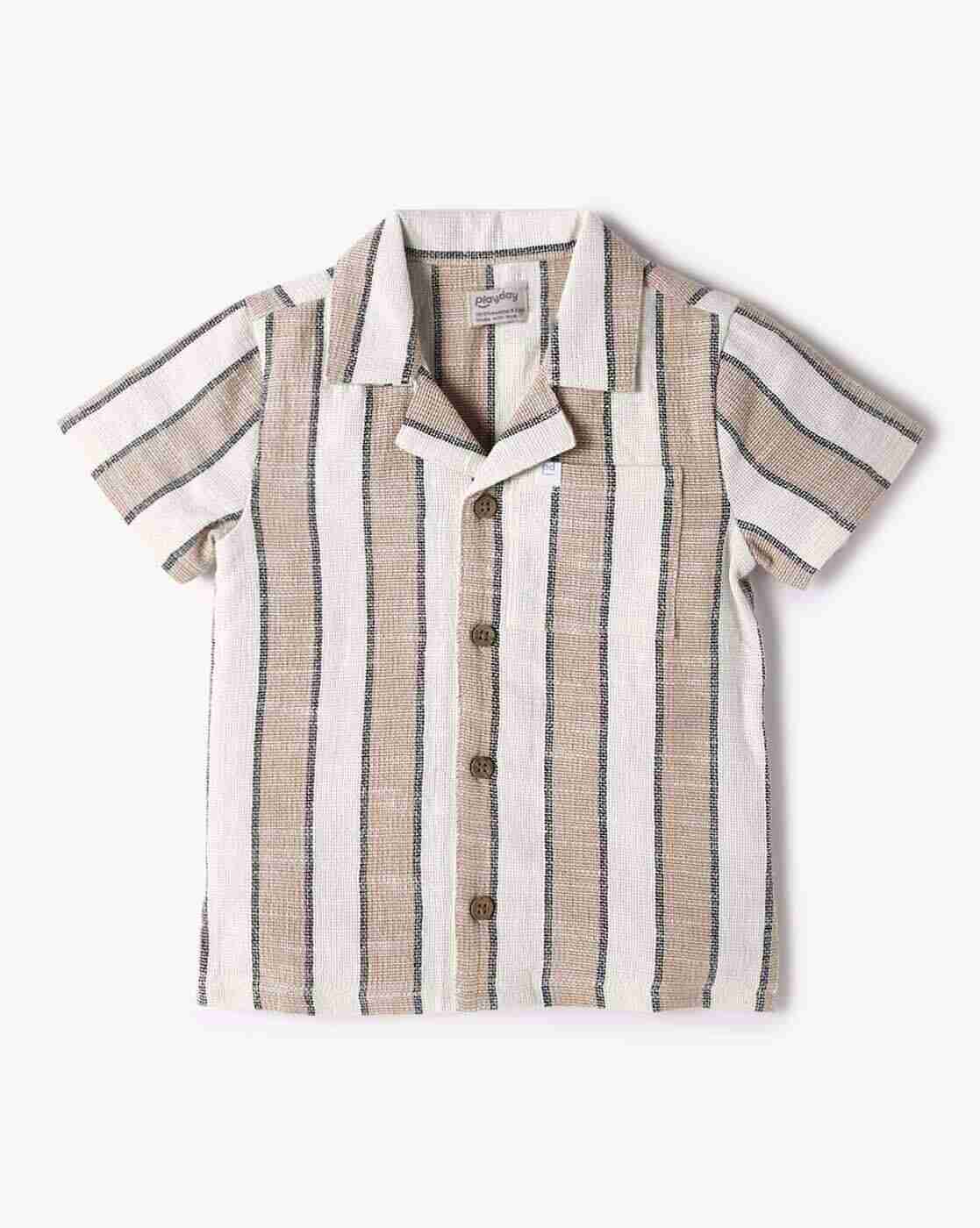 PLAYDAY | Boys Striped Relaxed Fit Shirt with Patch Pocket|2