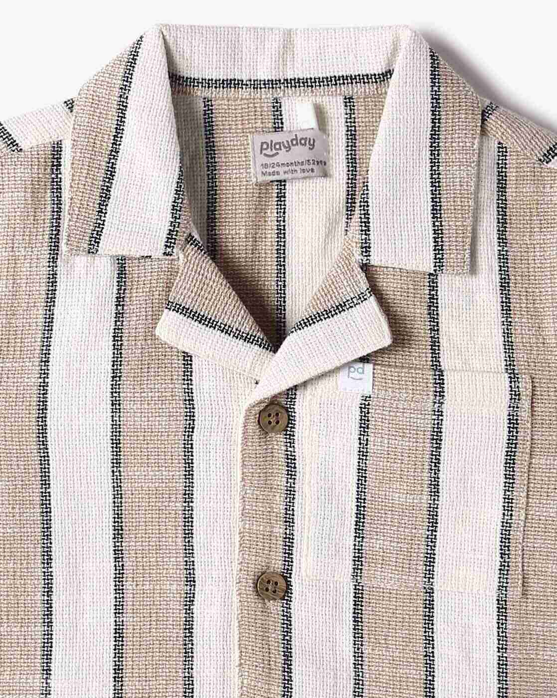 PLAYDAY | Boys Striped Relaxed Fit Shirt with Patch Pocket|4