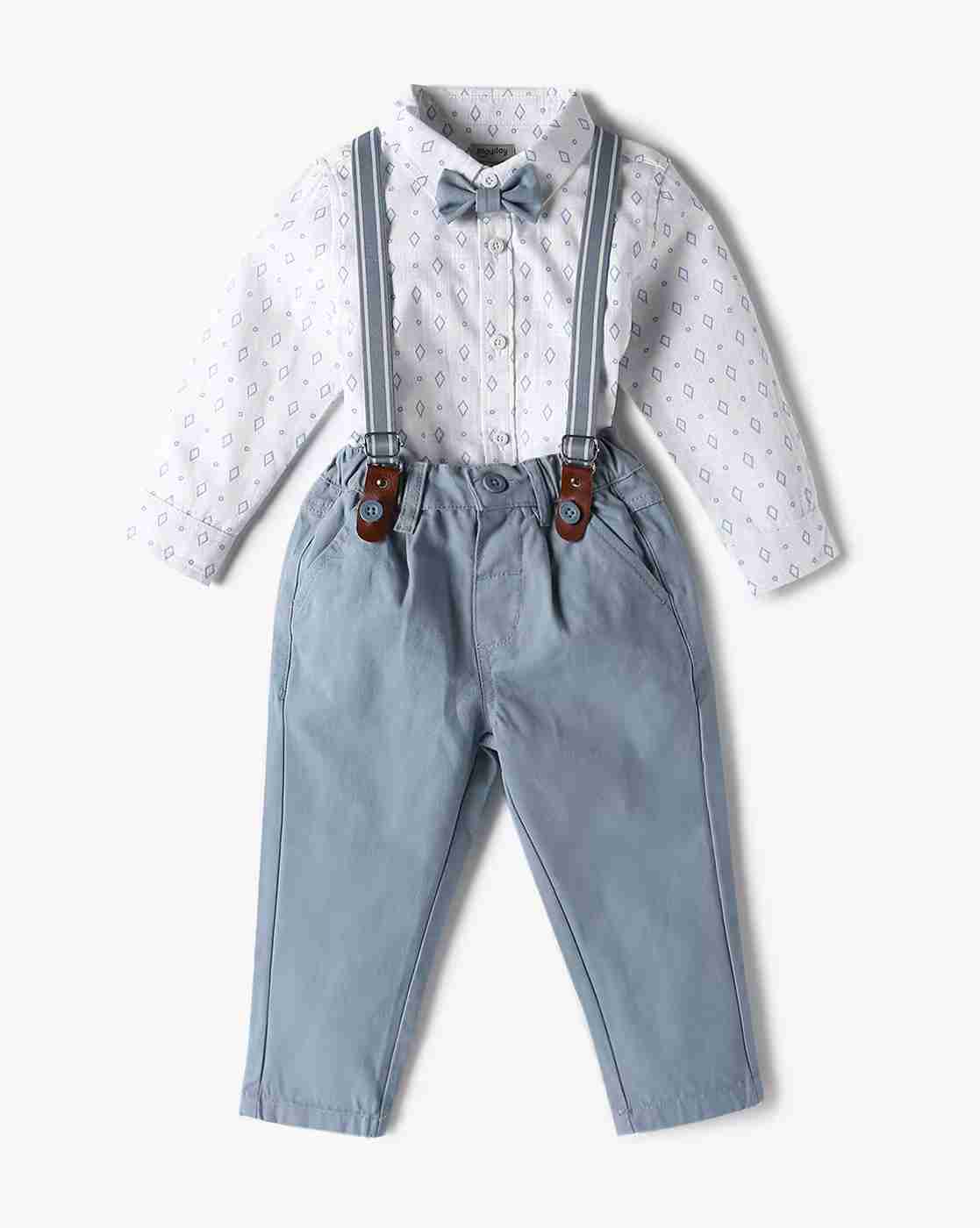 PLAYDAY | Boys Geometric Print Cotton Shirt & Pants Set|0