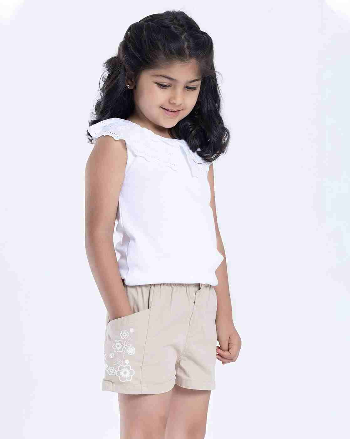 PLAYDAY | Girls Embroidered Regular Fit Shorts|0