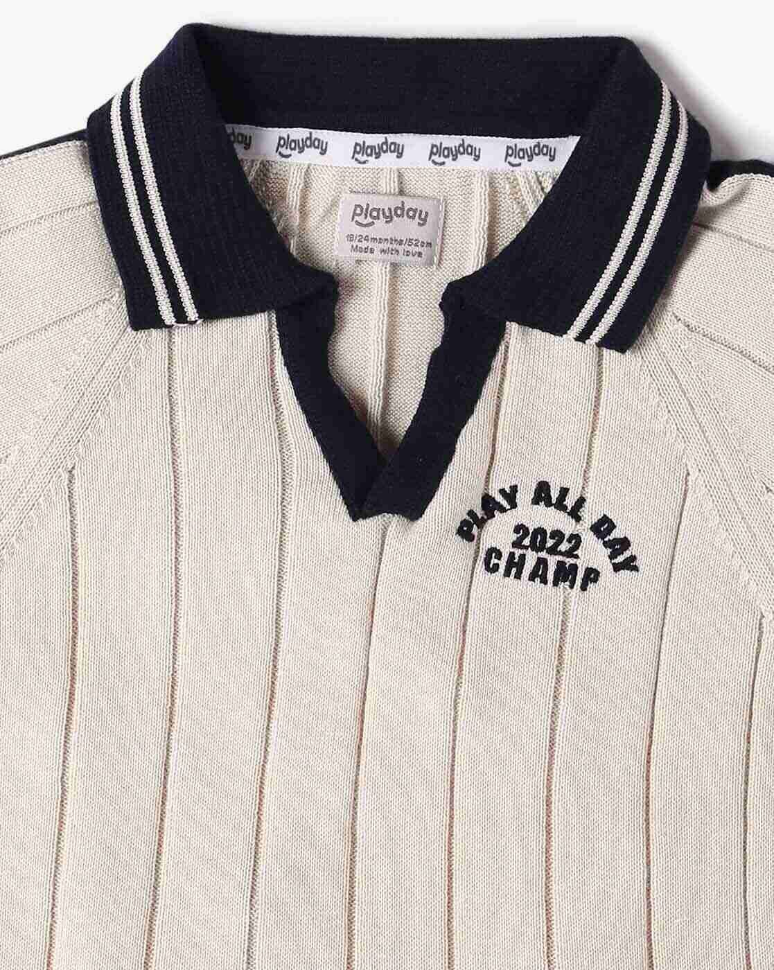 PLAYDAY | Boys Relaxed Fit Polo T-Shirt with Contrast Tipping|2