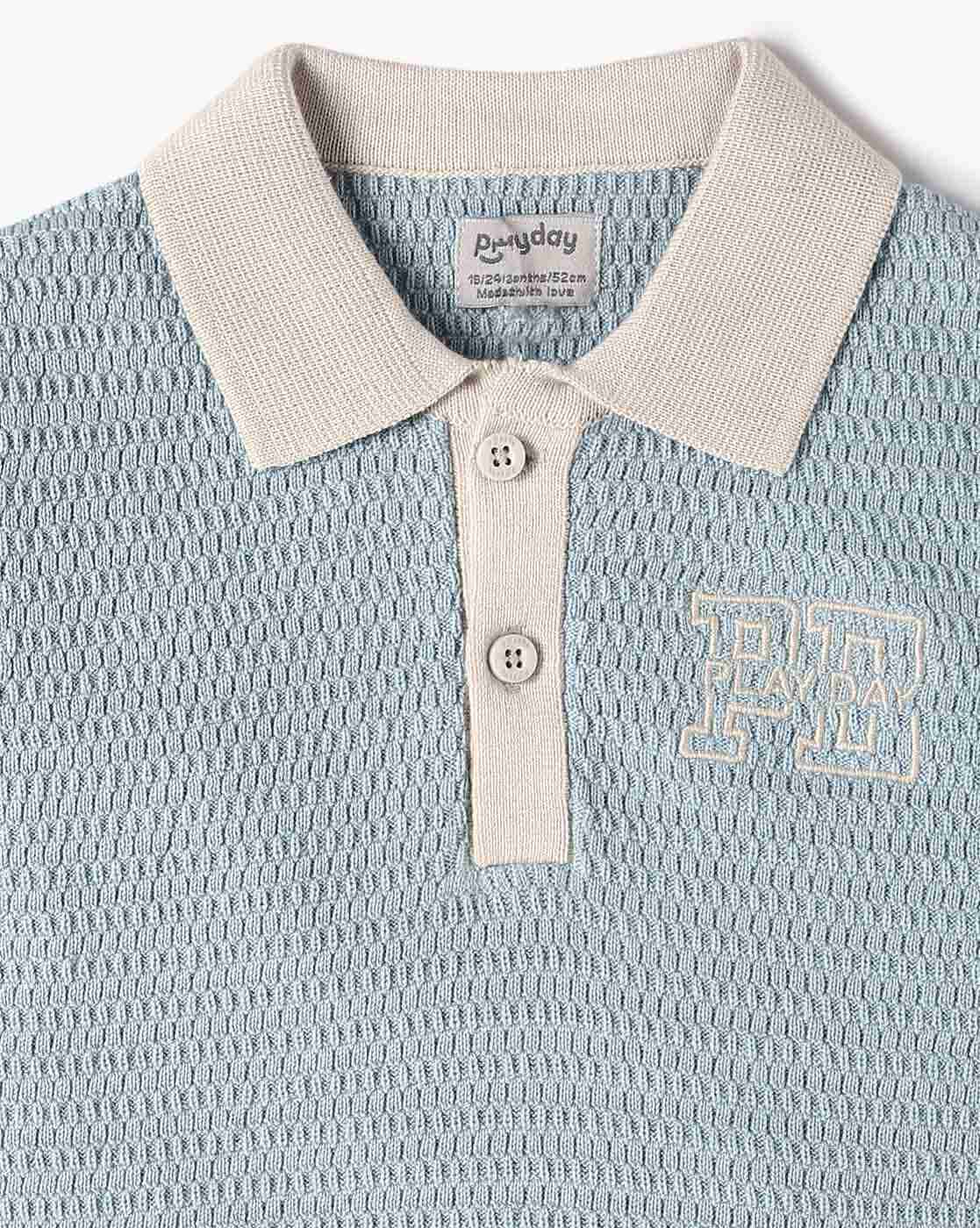 PLAYDAY | Boys Patterned Relaxed Fit Polo T-Shirt|2