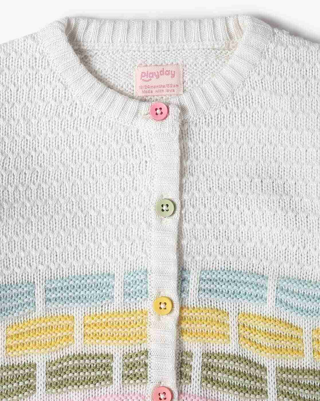 PLAYDAY | Girls Striped Round-Neck Sweater|2