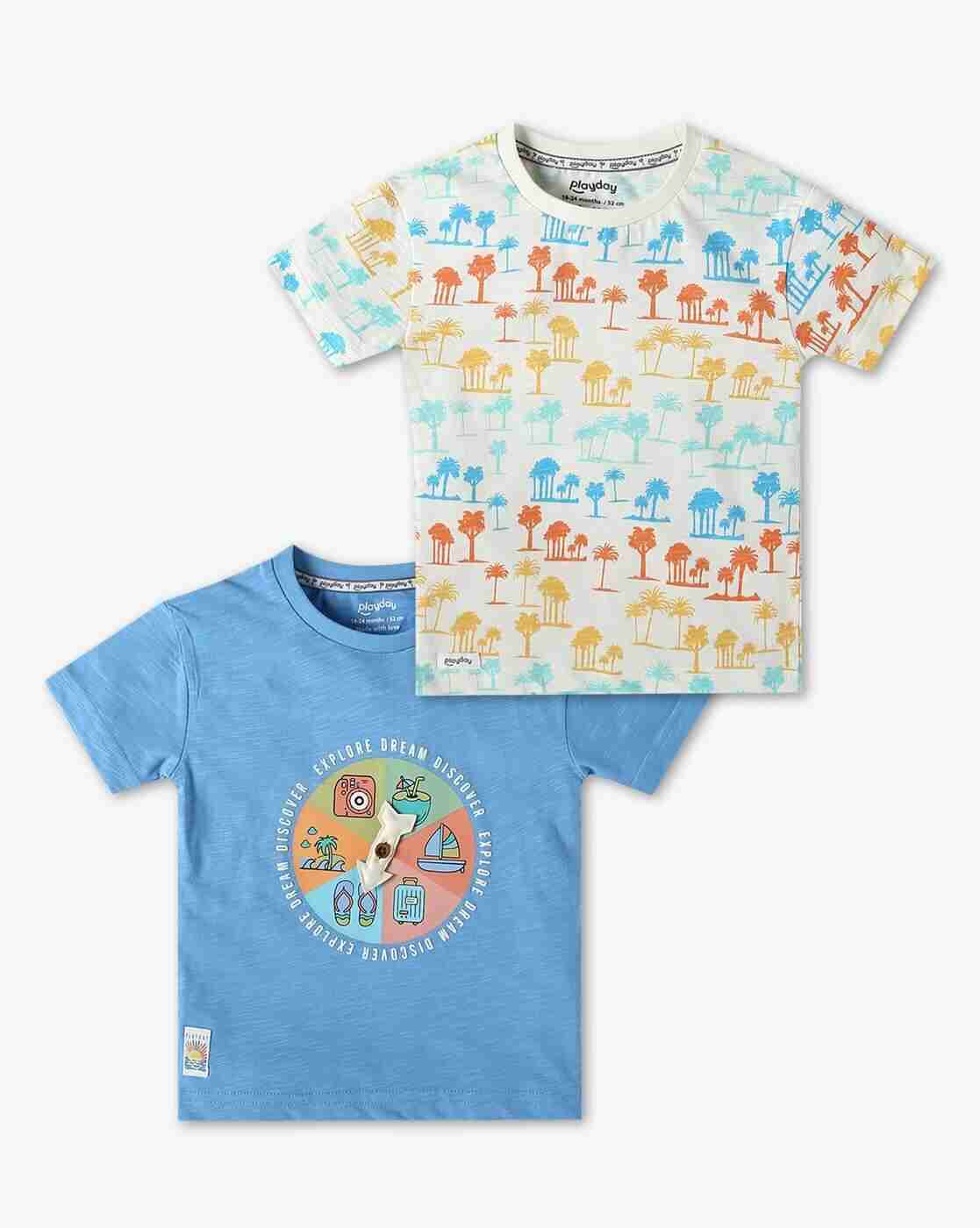 PLAYDAY | Boys Pack of 2 Printed T-Shirts|1