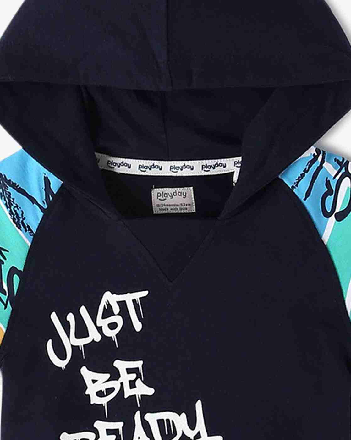 PLAYDAY | Boys Typographic Print Hoodie & Shorts Set|5