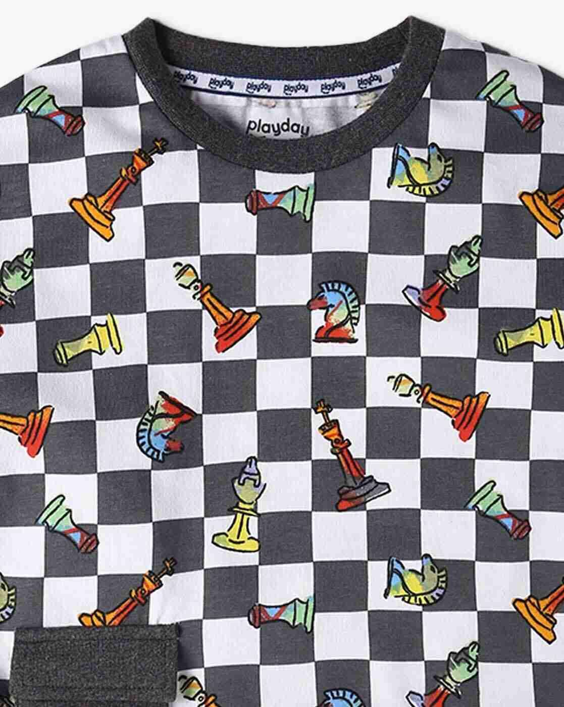 PLAYDAY | Boys Checked Relaxed Fit Crew-Neck T-Shirt|2