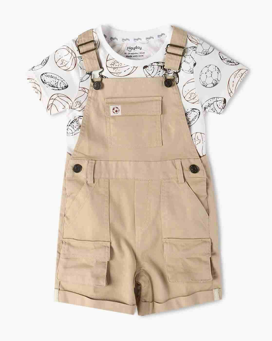 PLAYDAY | Boys Dungaree with Printed T-Shirt|0