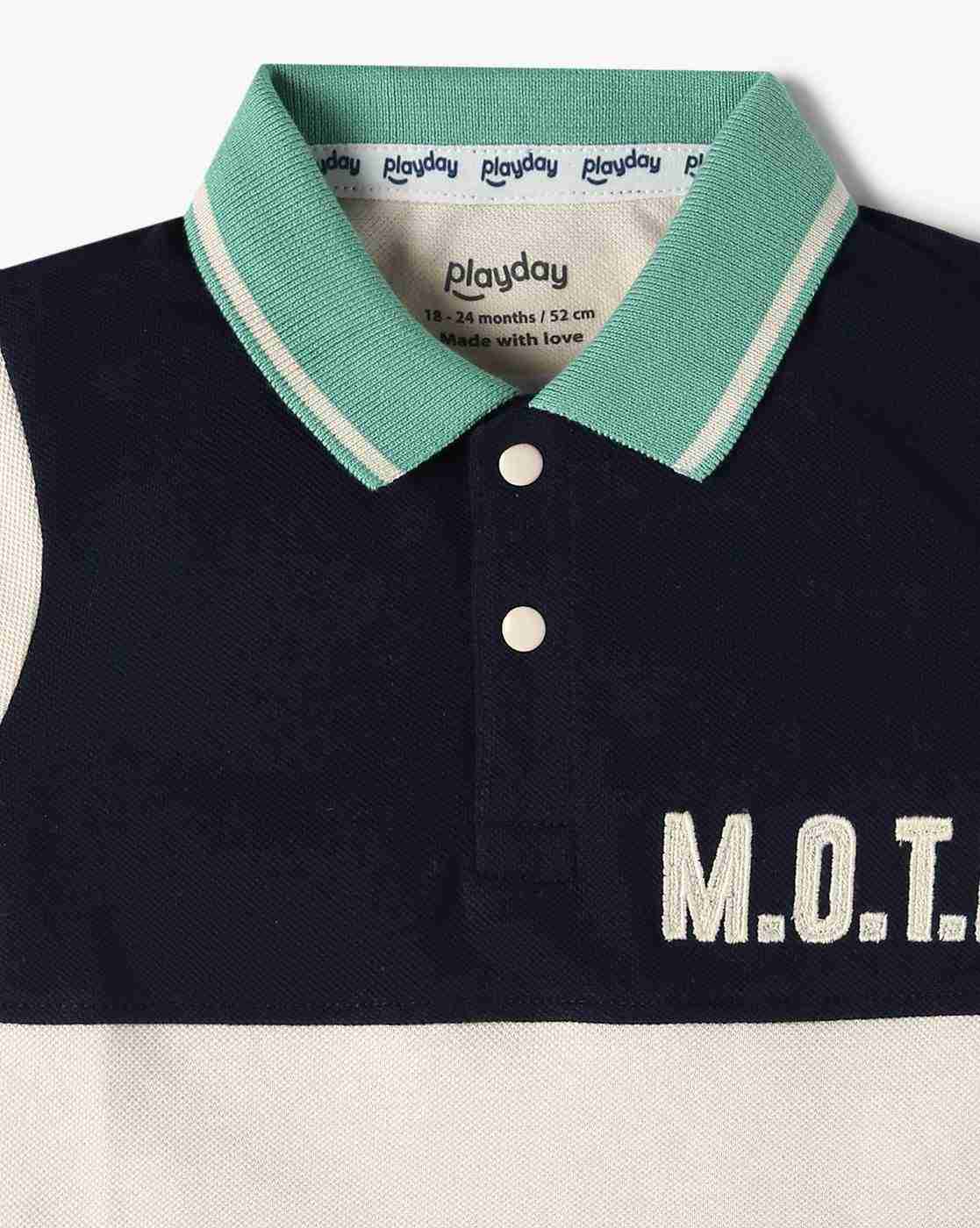 PLAYDAY | Boys Colourblock Relaxed Fit Polo T-Shirt|2