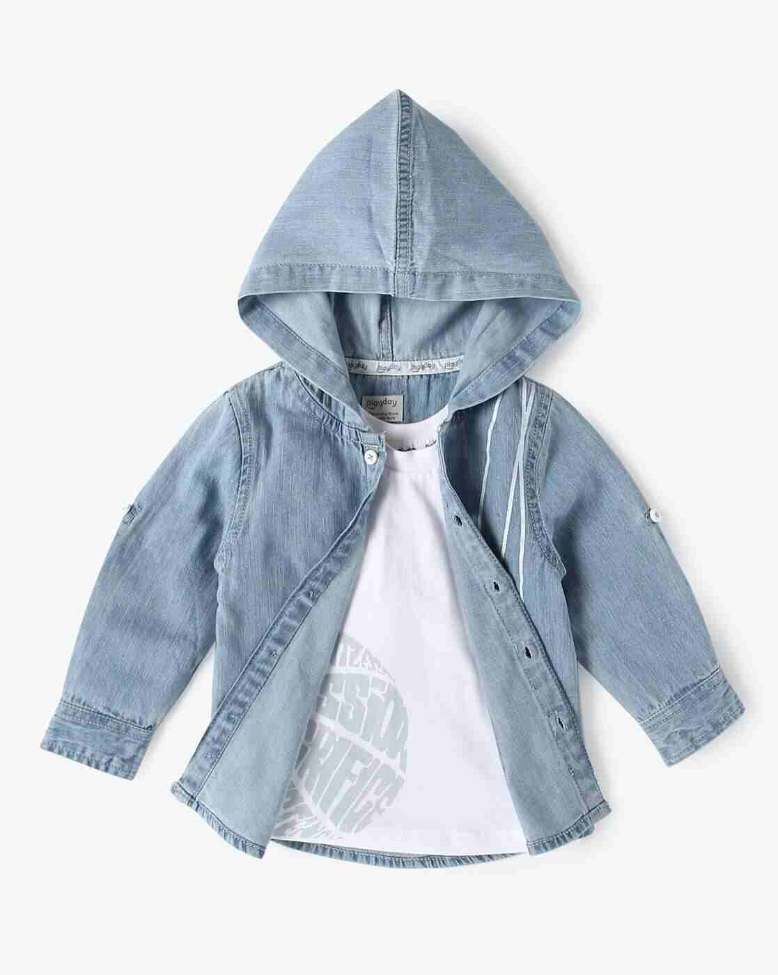 PLAYDAY | Boys Relaxed Fit Hooded Twofer Shirt|0
