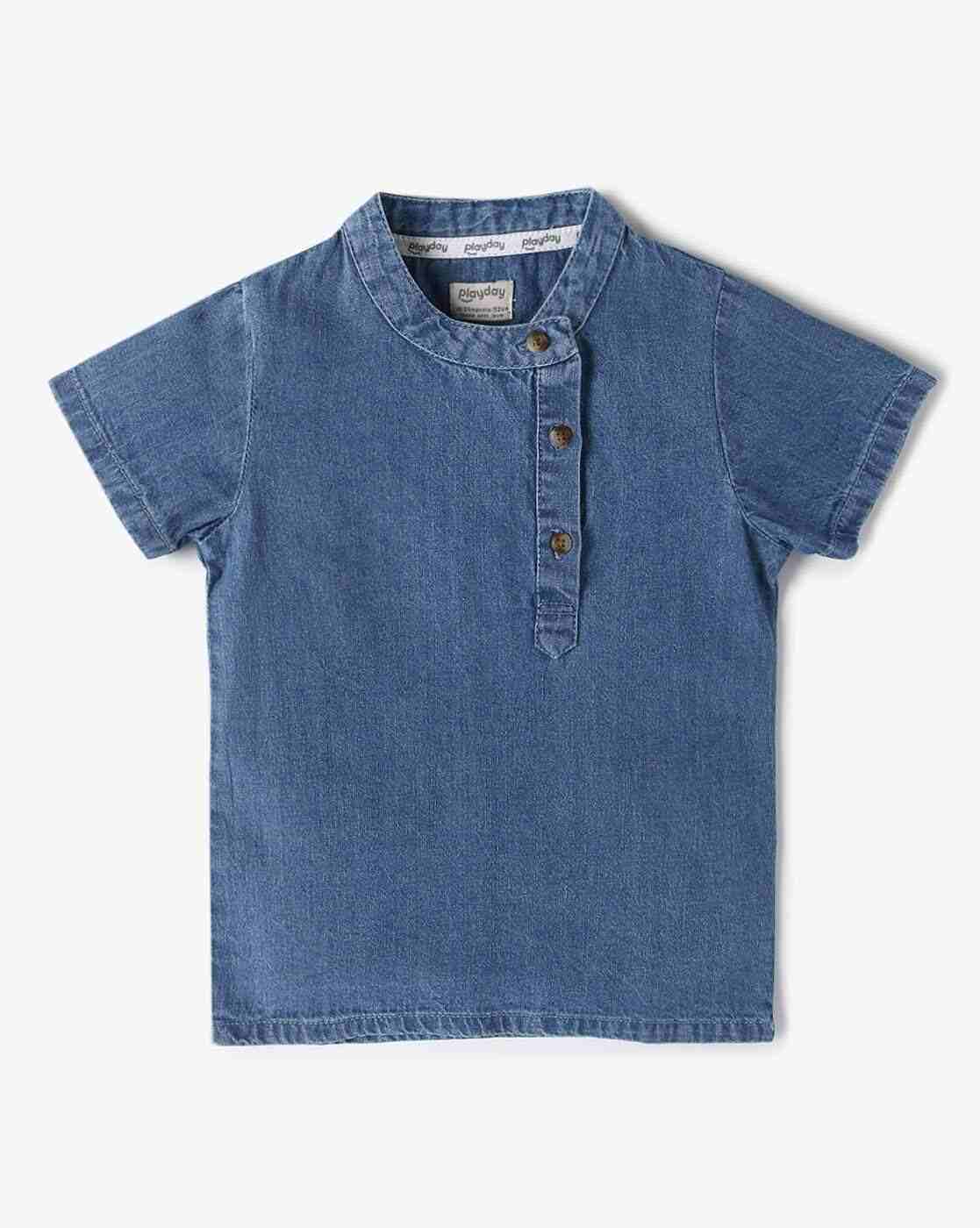 PLAYDAY | Boys Relaxed Fit Shirt with Band Collar|0