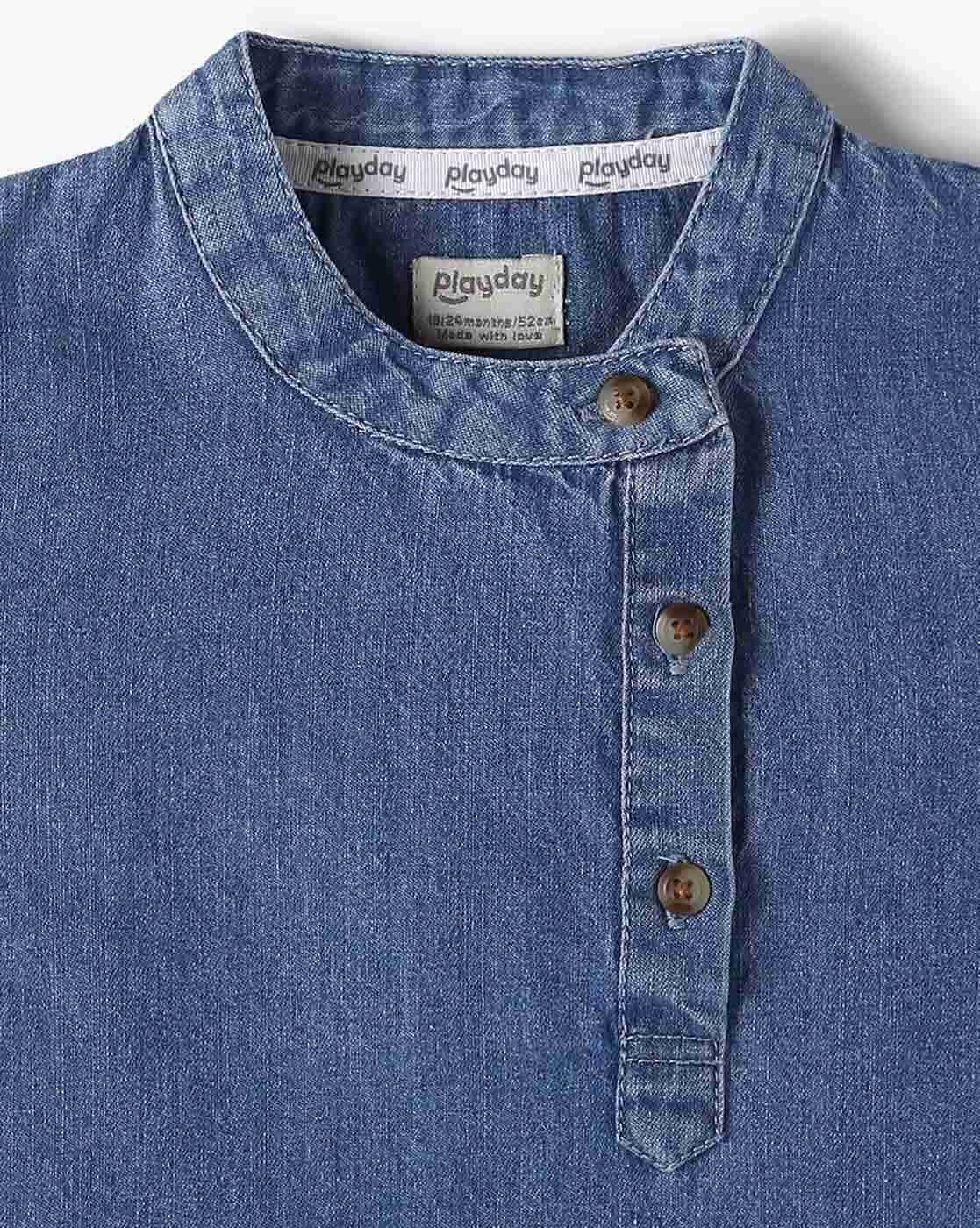 PLAYDAY | Boys Relaxed Fit Shirt with Band Collar|2