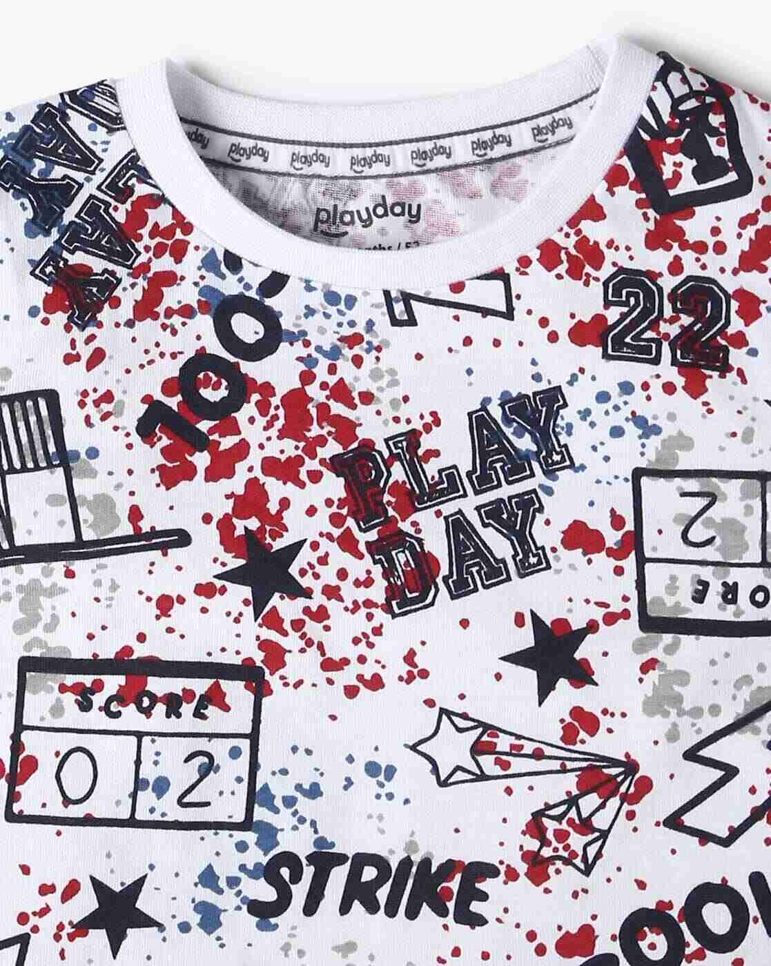 PLAYDAY | Boys Printed Relaxed Fit Crew-Neck T-Shirt|2