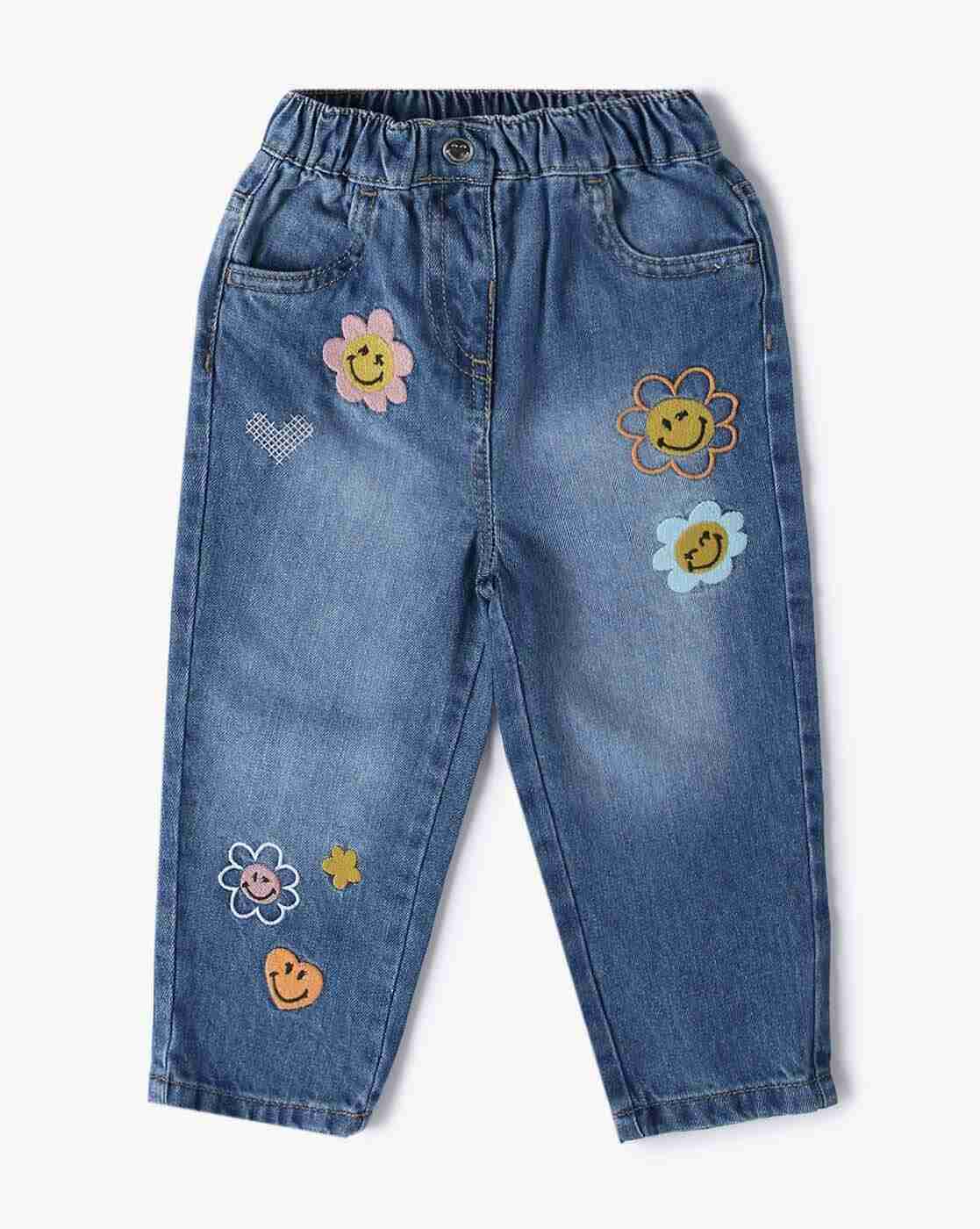 PLAYDAY | Girls Floral Embroidered Relaxed Fit Jeans|0