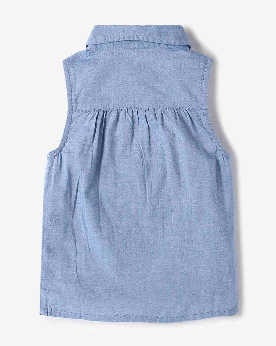 PLAYDAY | Girls Regular Fit Button-Front Top with Bow Detail|1