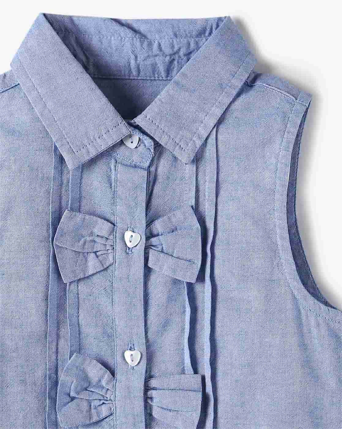 PLAYDAY | Girls Regular Fit Button-Front Top with Bow Detail|2