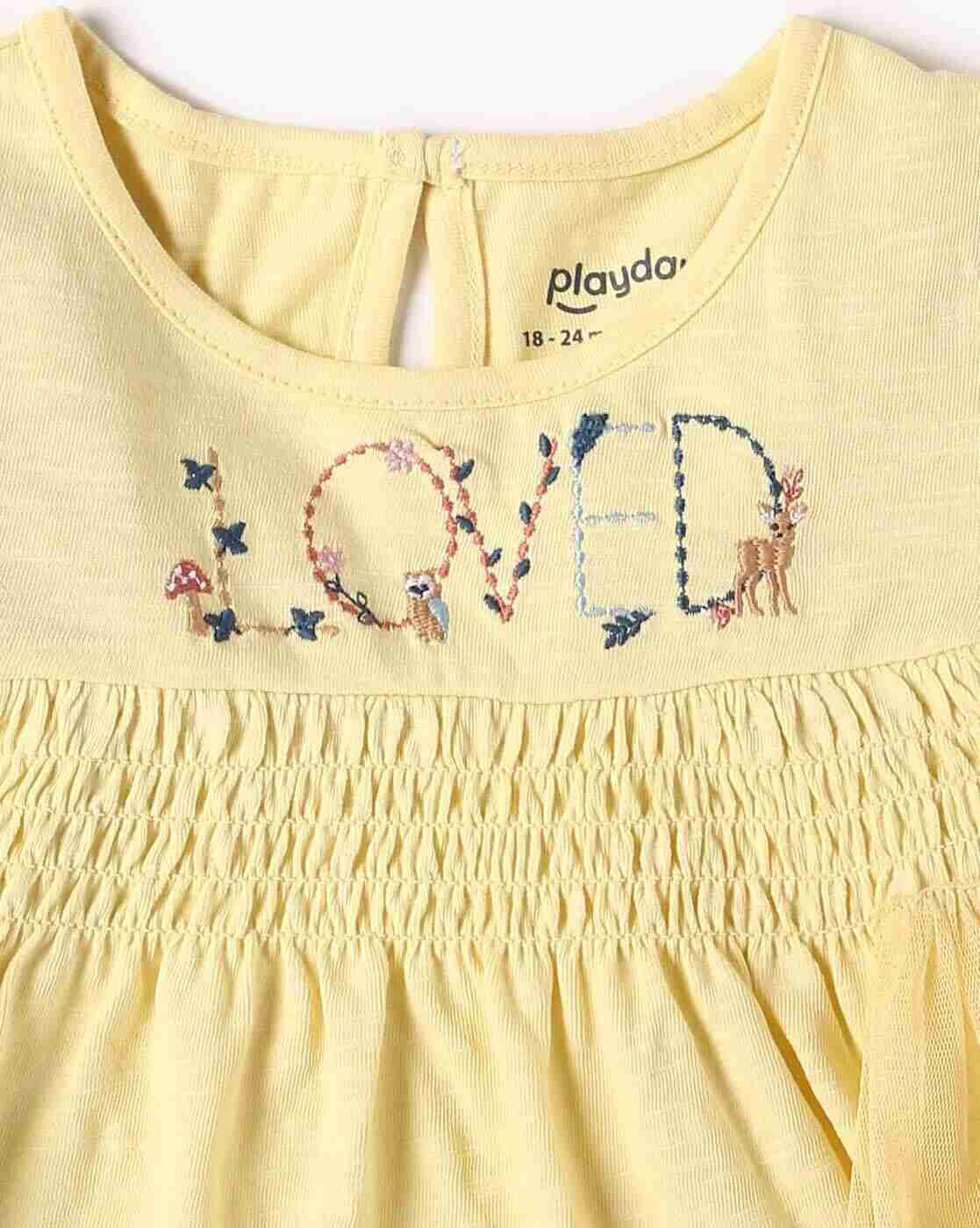 PLAYDAY | Girls Embroidered Regular Fit Peplum Top|2