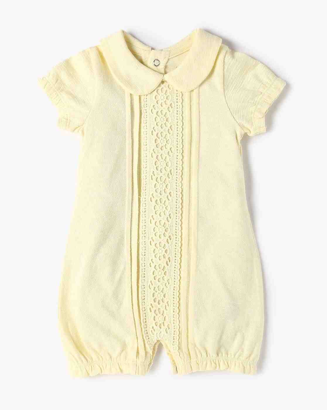 Infants Schiffli Embroidered Cotton Rompers