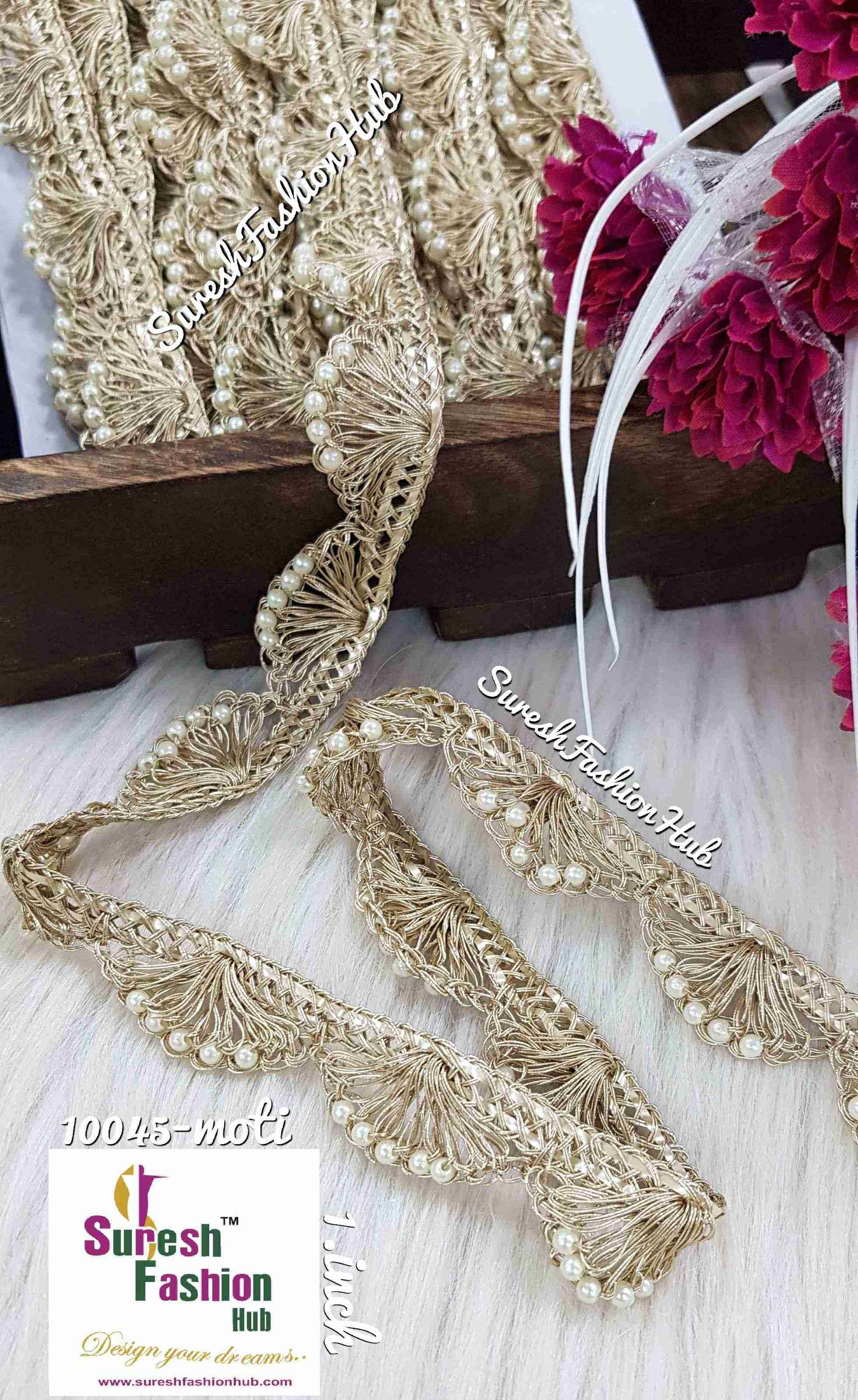 Pearly Elegance Moti Pankha Lace