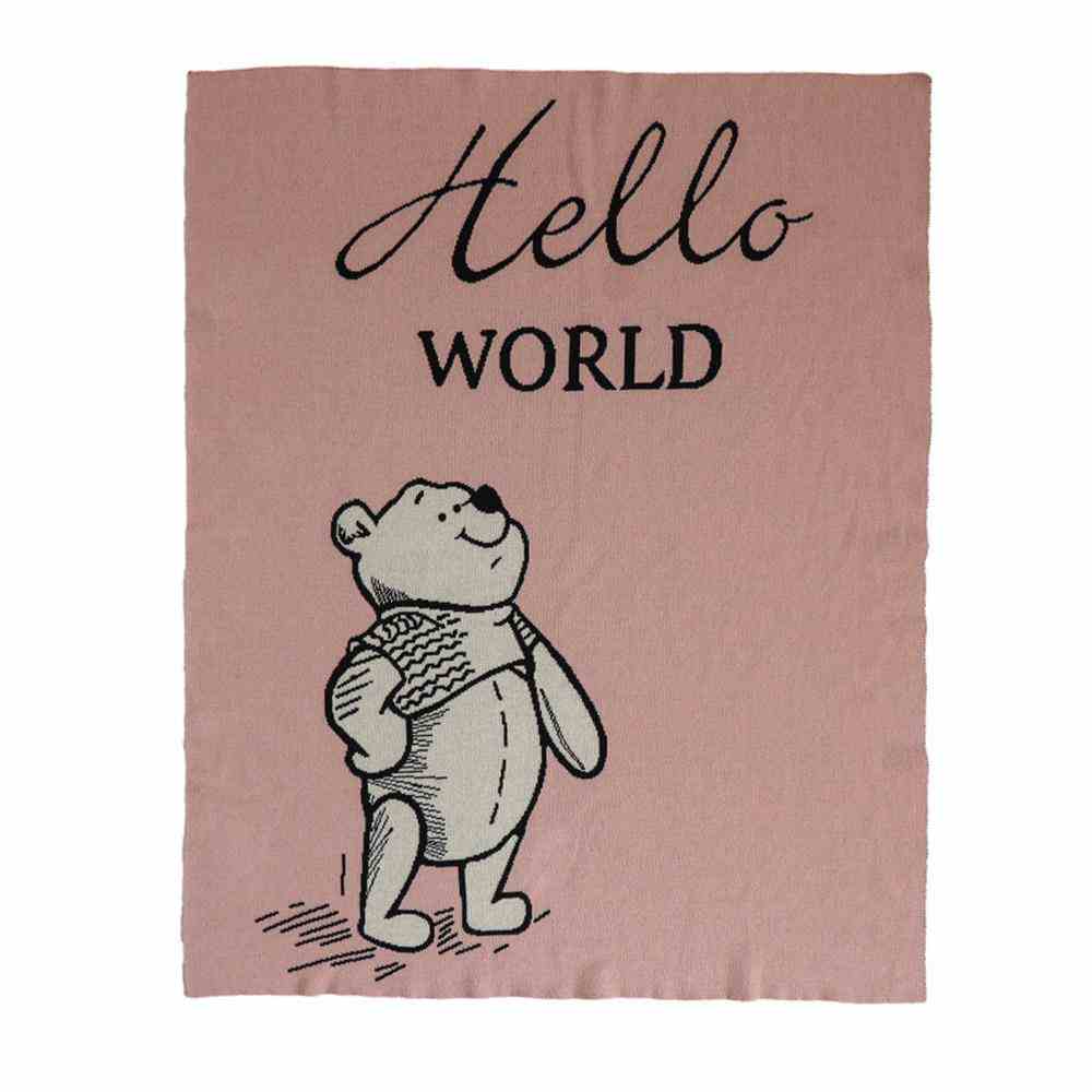 Pluchi Cotton Knitted Winnie The Pooh Blanket Multicolor - Pink Pearl, Black and Natural