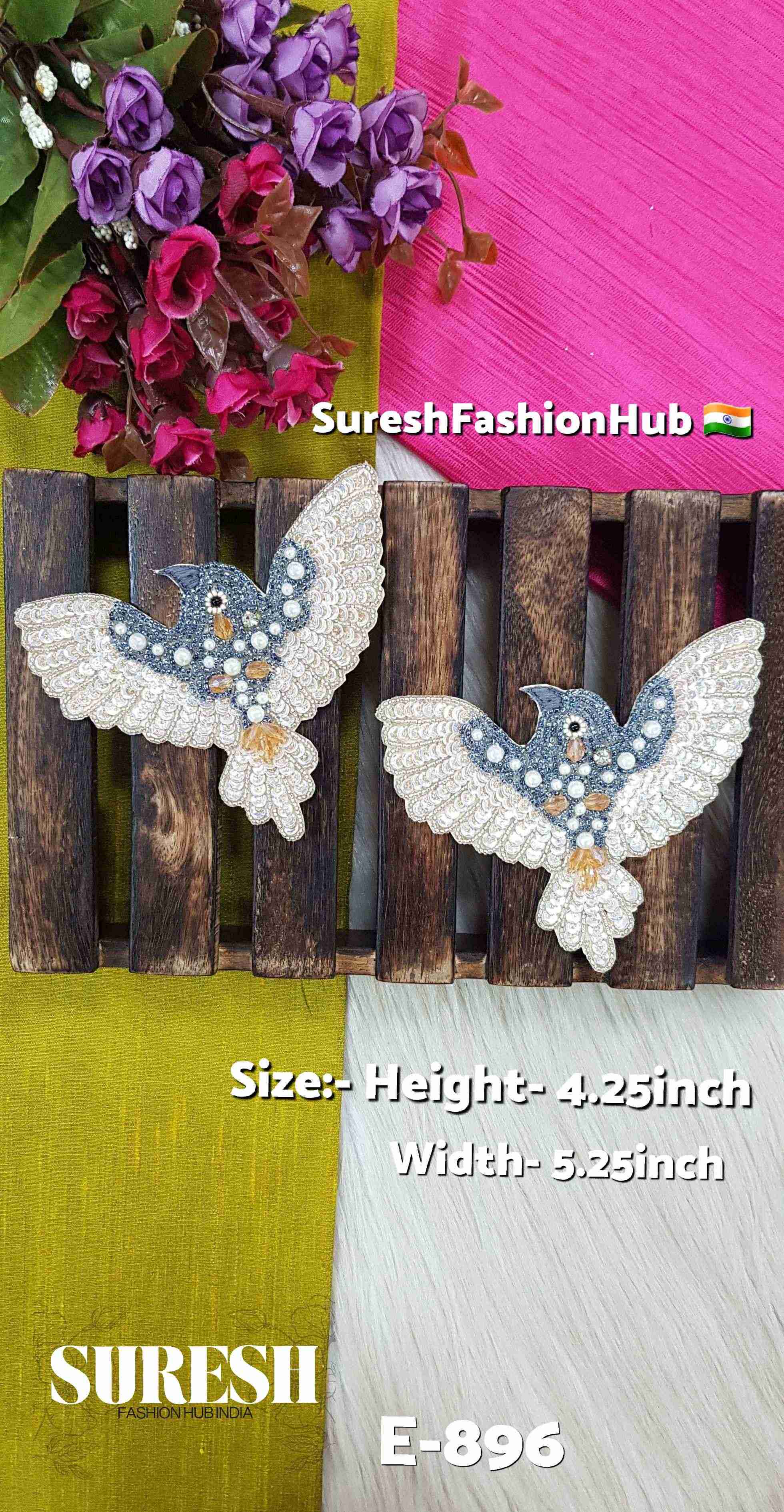 Storm Wing Handcrafted Bird Patch – Grey E-896(4)