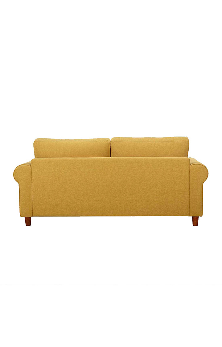 neudot Melody Sofa for Living Room |3 Persons Sofa|Premium Fabric with Padded Cushioned Armrest | Solid Wood Frame|3 Seater in Husky Yellow Color