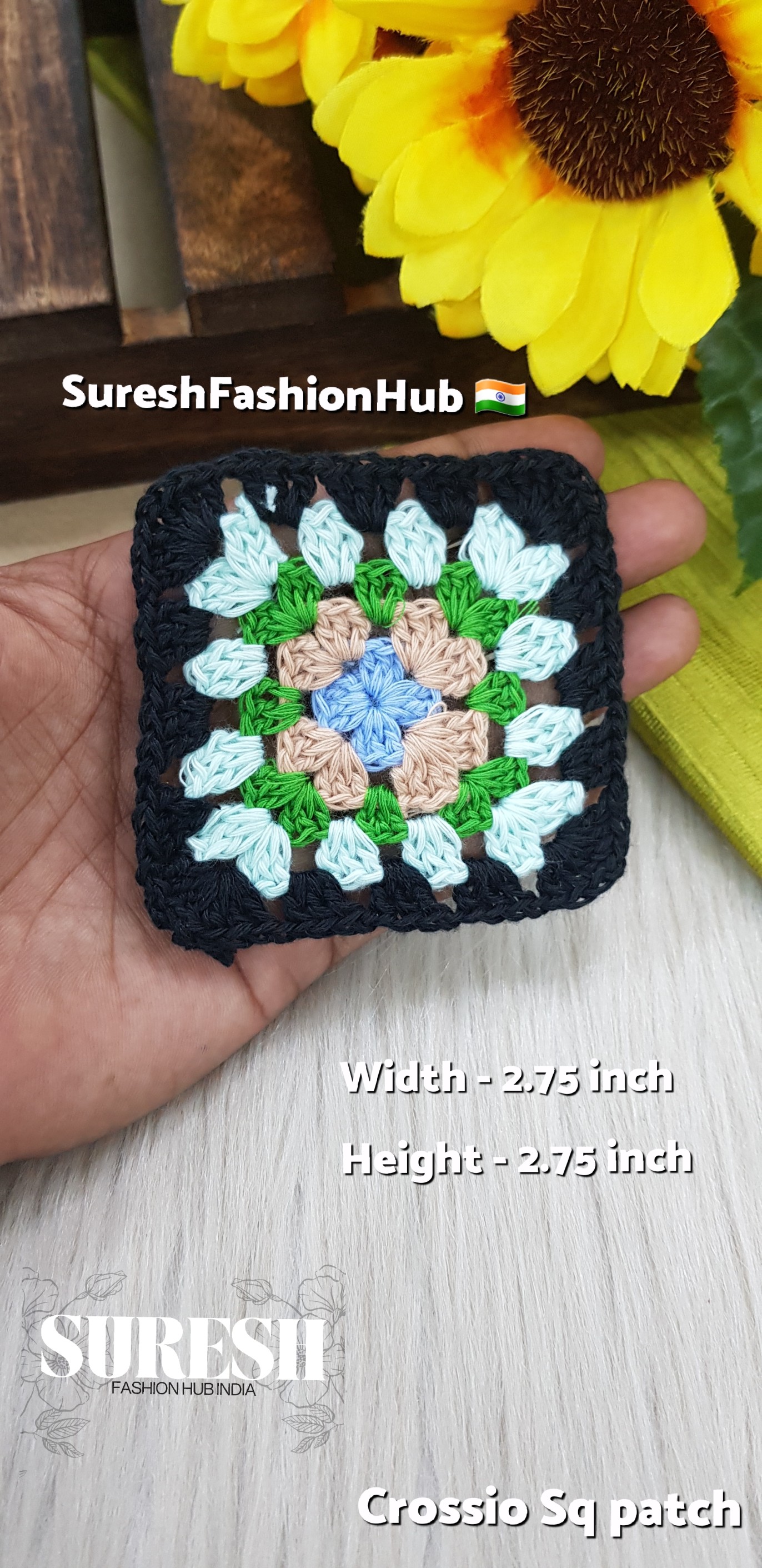 Cr-1 Handmade Crosio Square Patch (Black)