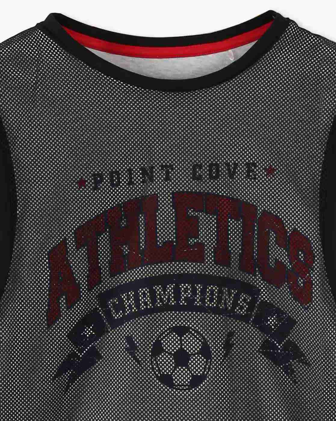 POINT COVE | Boys Typographic Print Slim Fit Round-Neck T-Shirt|2