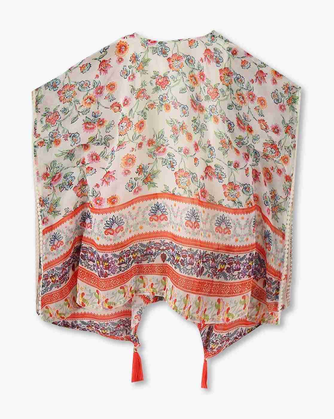 POINT COVE | Girls Floral Print Round-Neck T-Shirt with Jacket|2