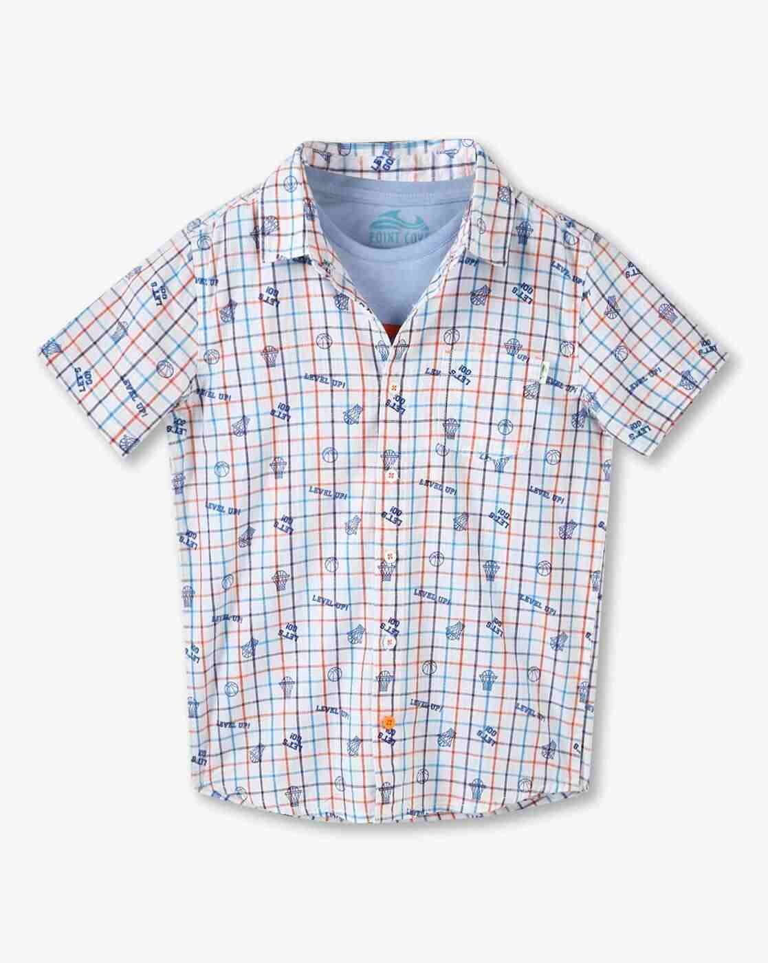 POINT COVE | Boys Checked Slim Fit Shirt with T-Shirt|1