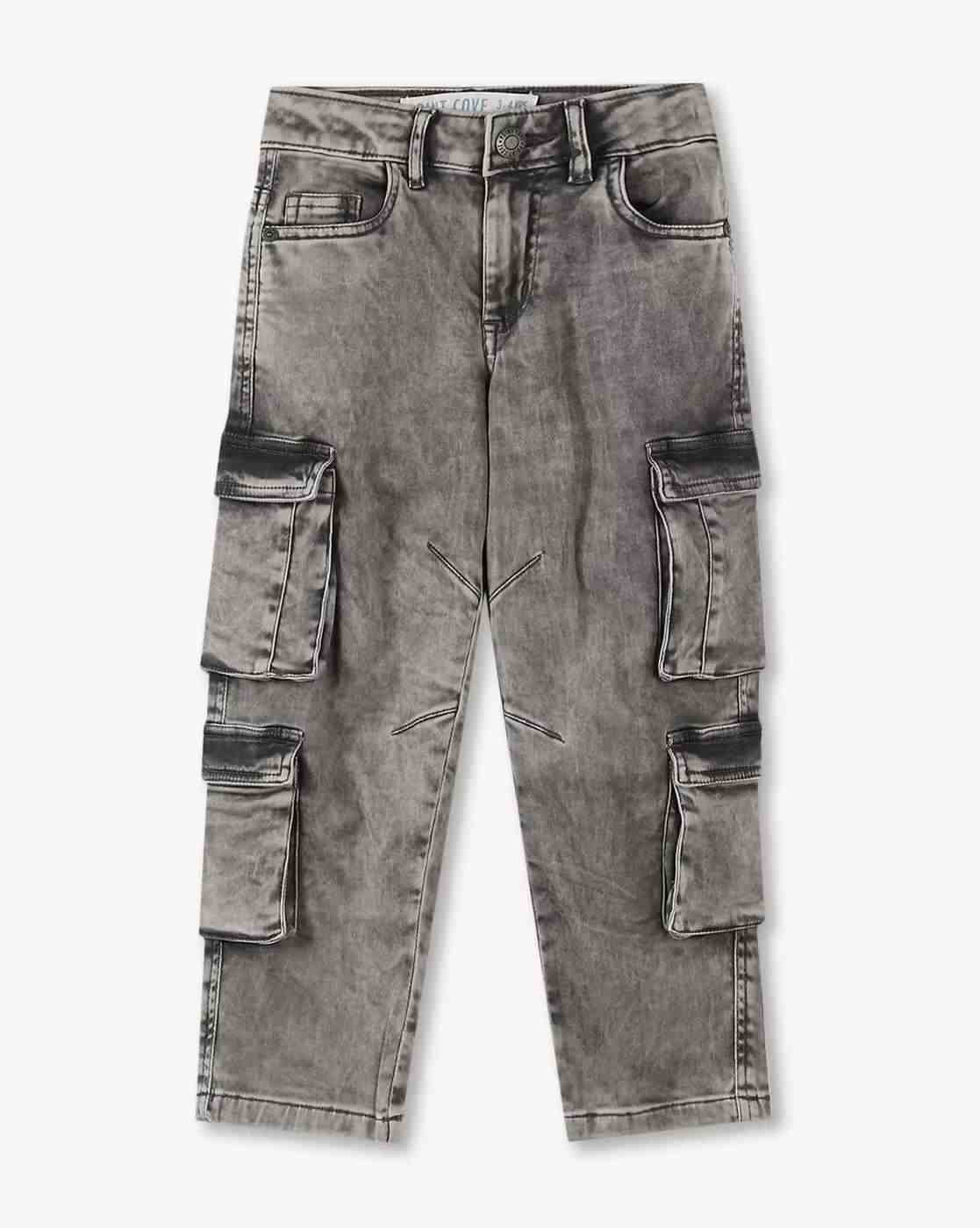 Boys Mid-Wash Regular Fit Cargo Jeans