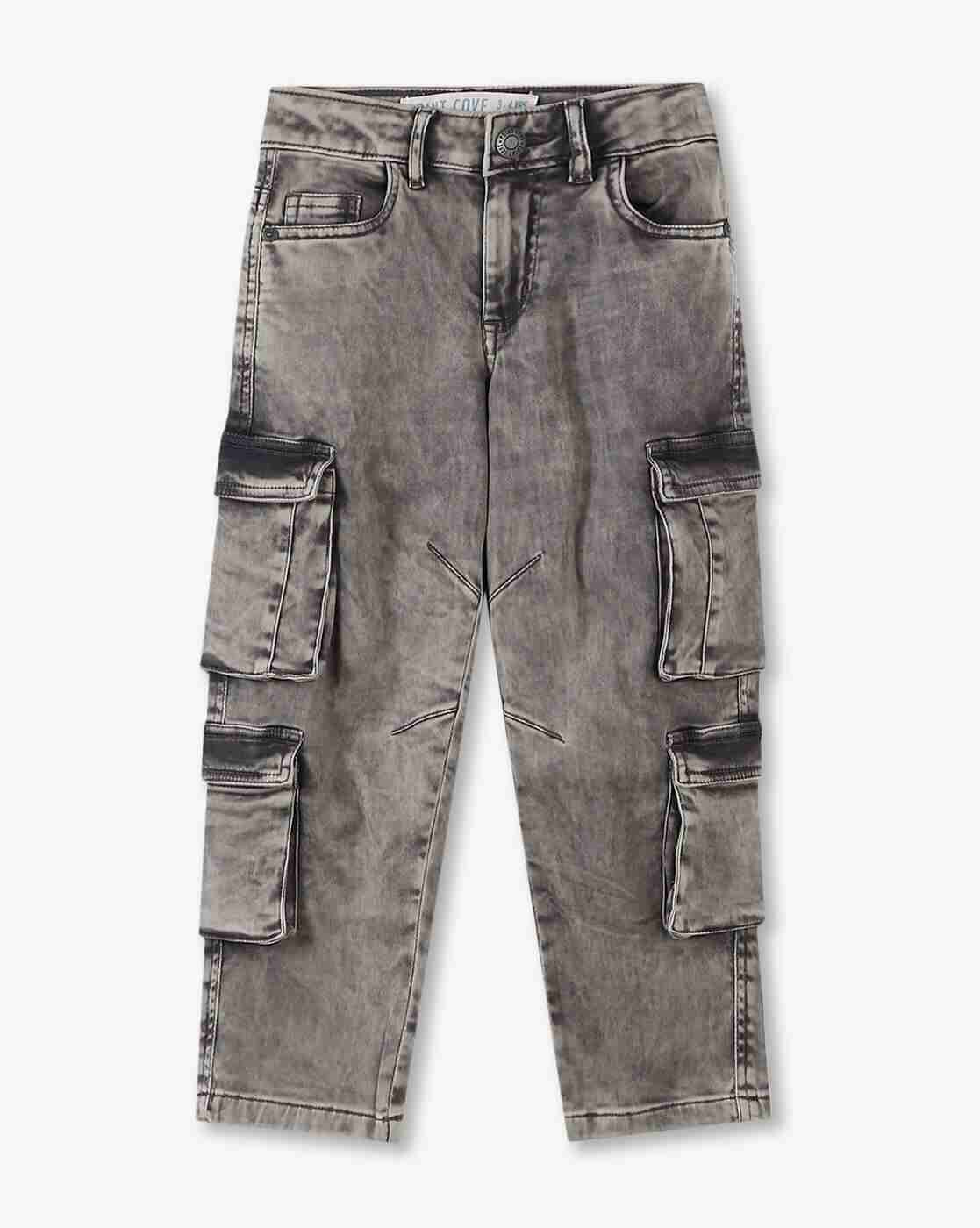 POINT COVE | Boys Mid-Wash Regular Fit Cargo Jeans|0