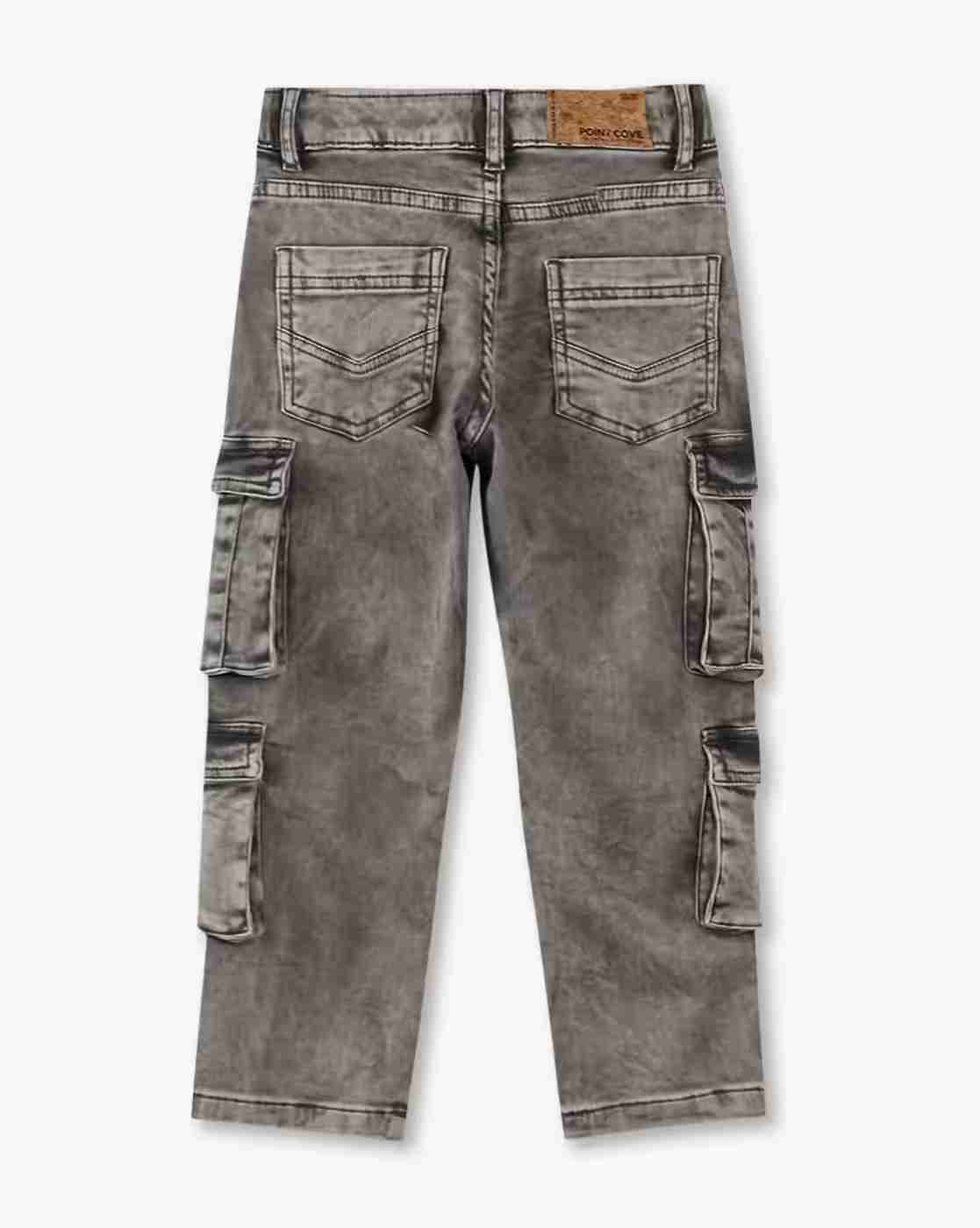 POINT COVE | Boys Mid-Wash Regular Fit Cargo Jeans|1
