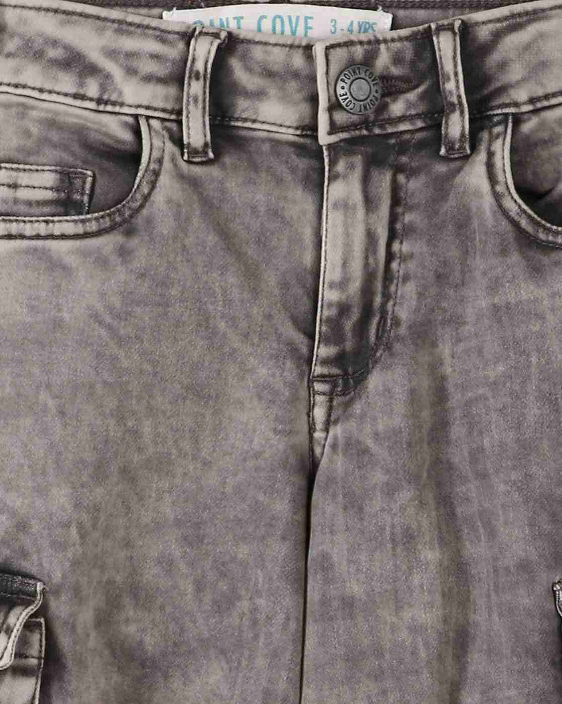 POINT COVE | Boys Mid-Wash Regular Fit Cargo Jeans|2
