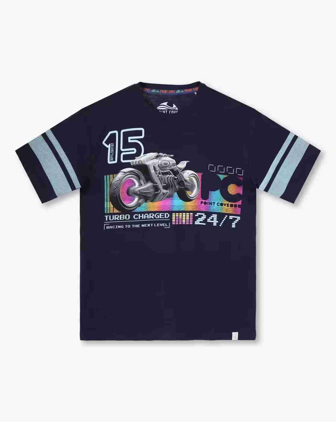 POINT COVE | Boys Graphic Print Regular Fit Round-Neck T-Shirt|0