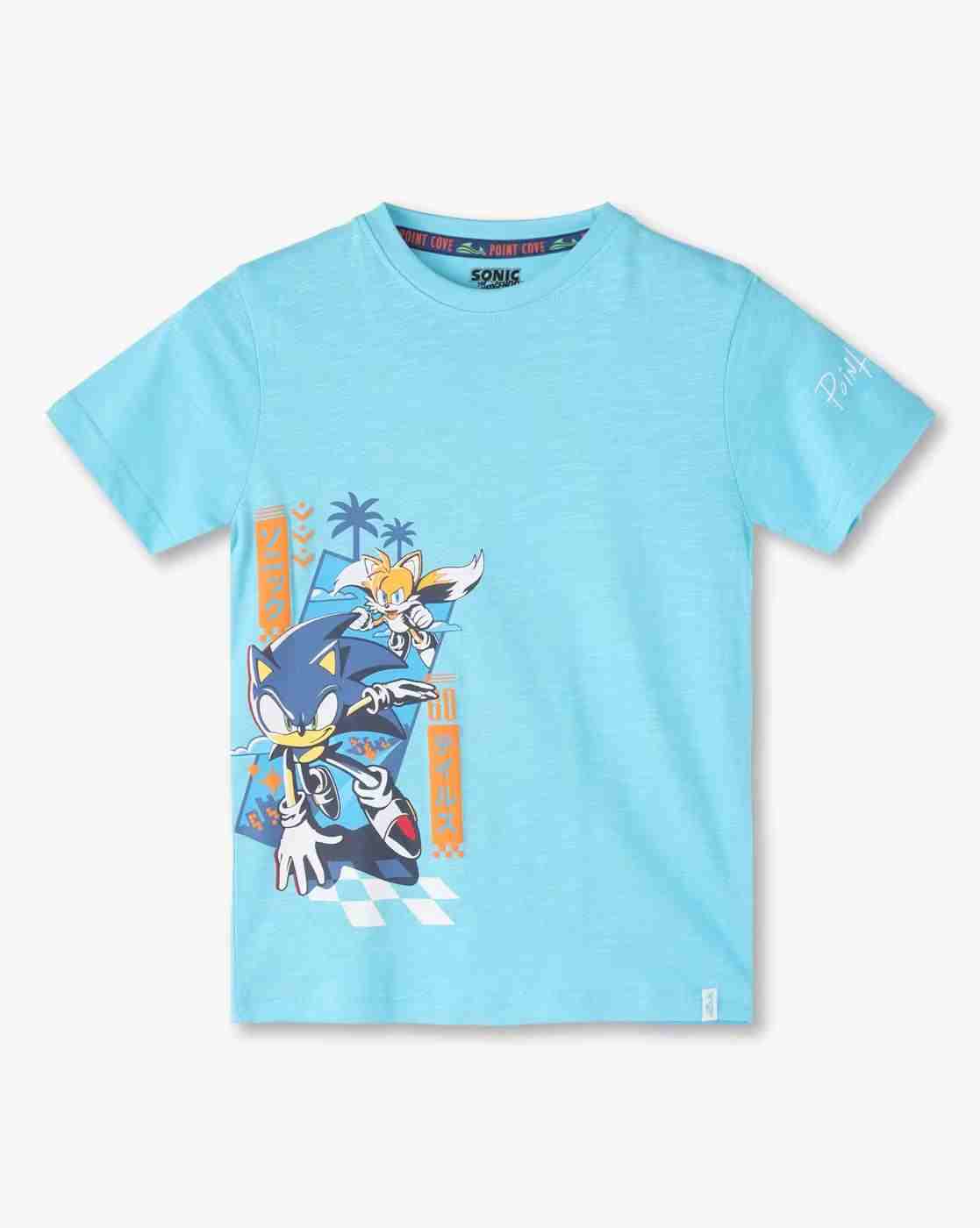 POINT COVE | Boys Sonic Print Regular Fit Crew-Neck T-Shirt|0