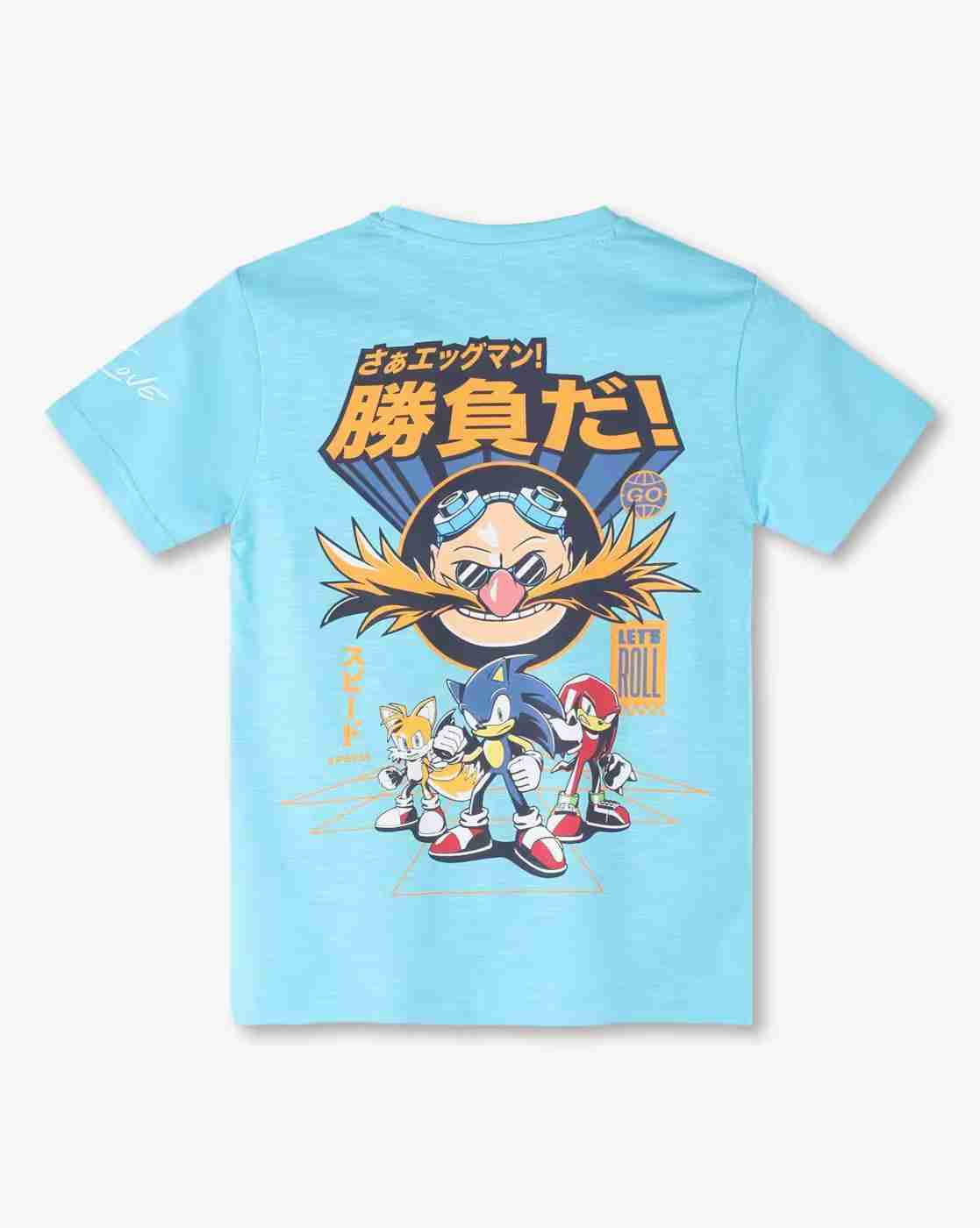 POINT COVE | Boys Sonic Print Regular Fit Crew-Neck T-Shirt|1