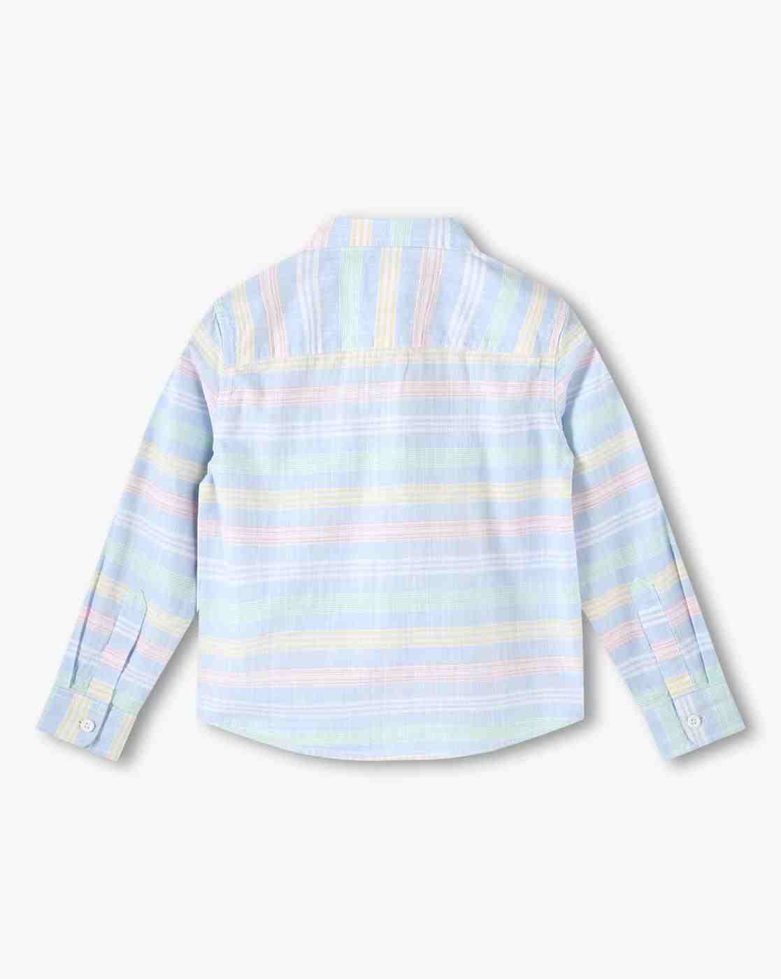 POINT COVE | Boys Striped Slim Fit Shirt with Patch Pocket|1
