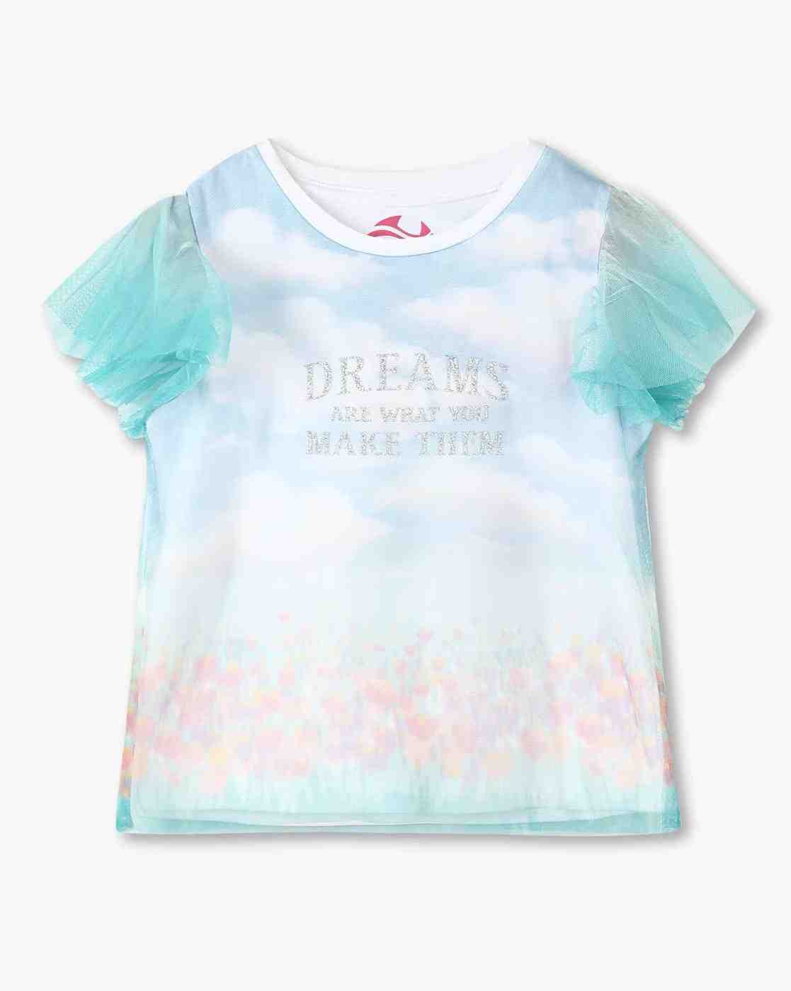 POINT COVE | Girls Printed Boxy Fit Round-Neck T-Shirt|0
