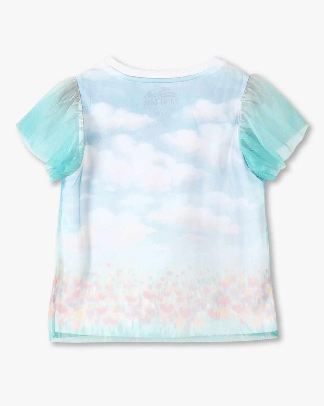 POINT COVE | Girls Printed Boxy Fit Round-Neck T-Shirt|1