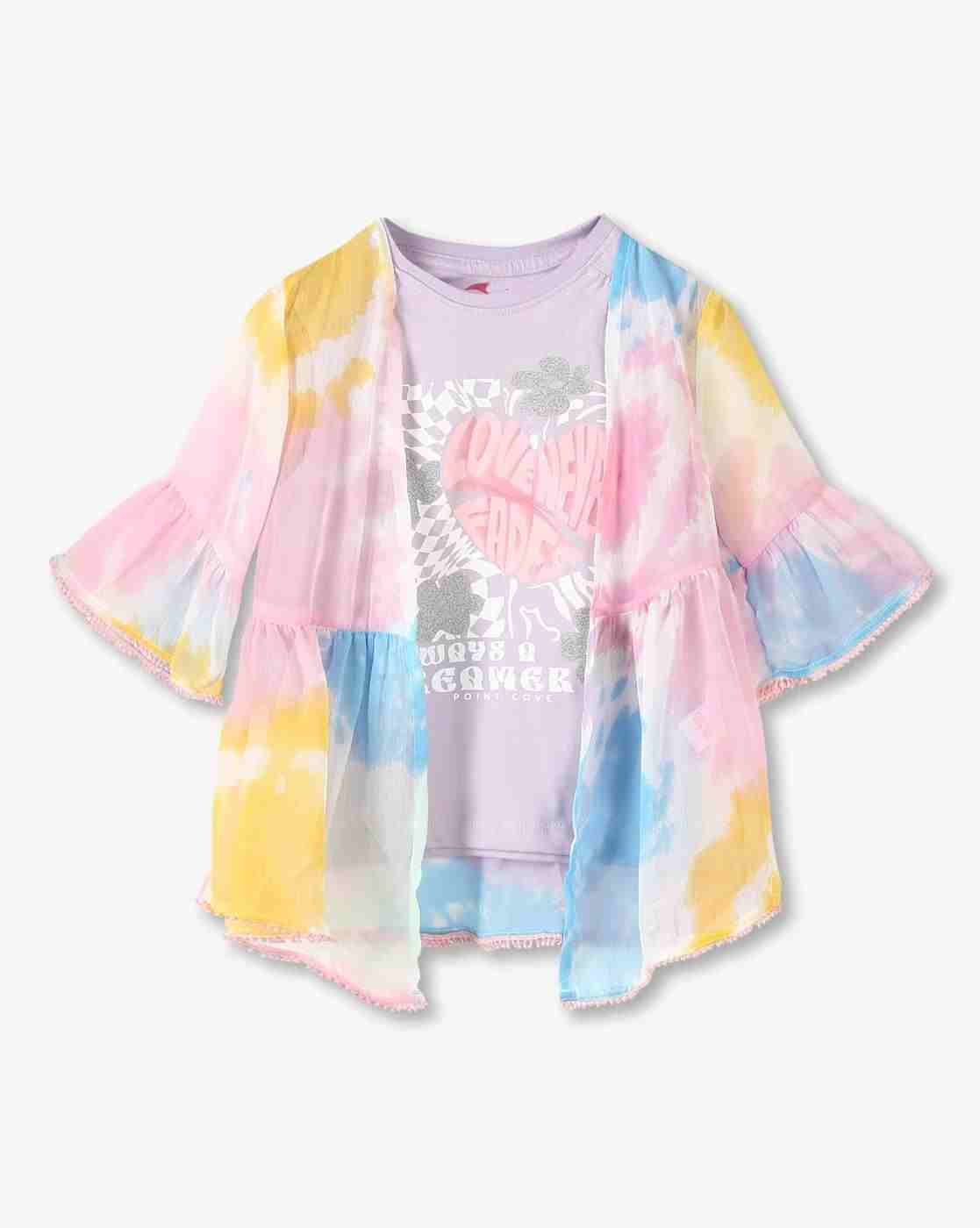 POINT COVE | Girls Graphic Print Tank Top with Kimono|0