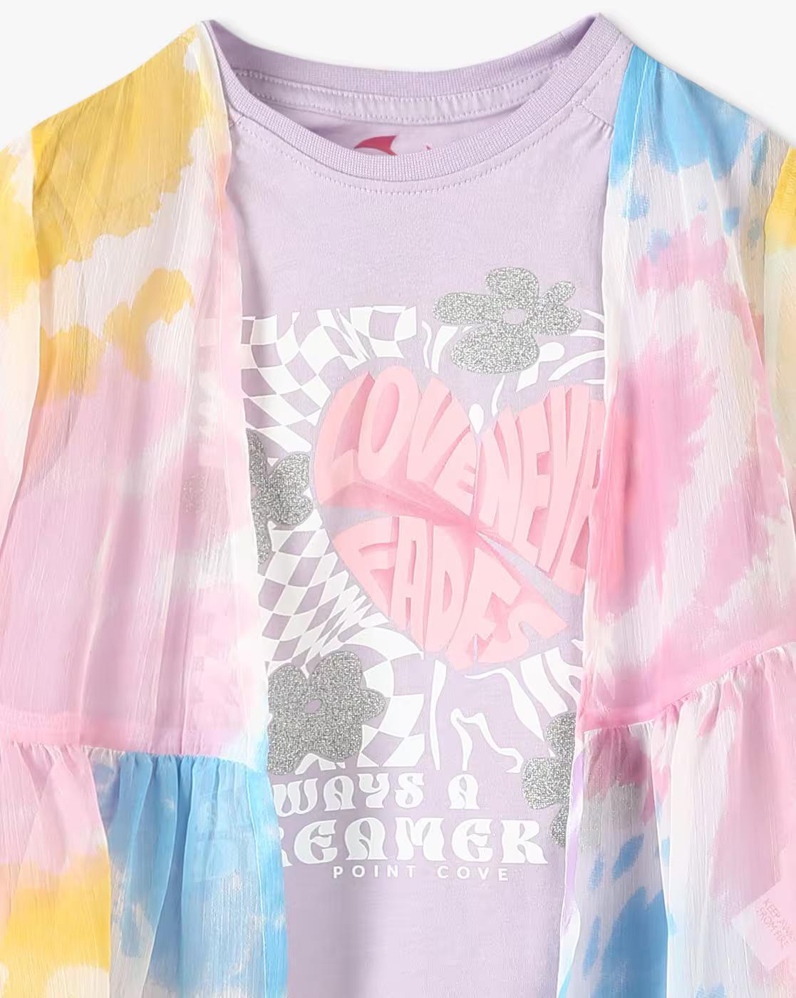 POINT COVE | Girls Graphic Print Tank Top with Kimono|5