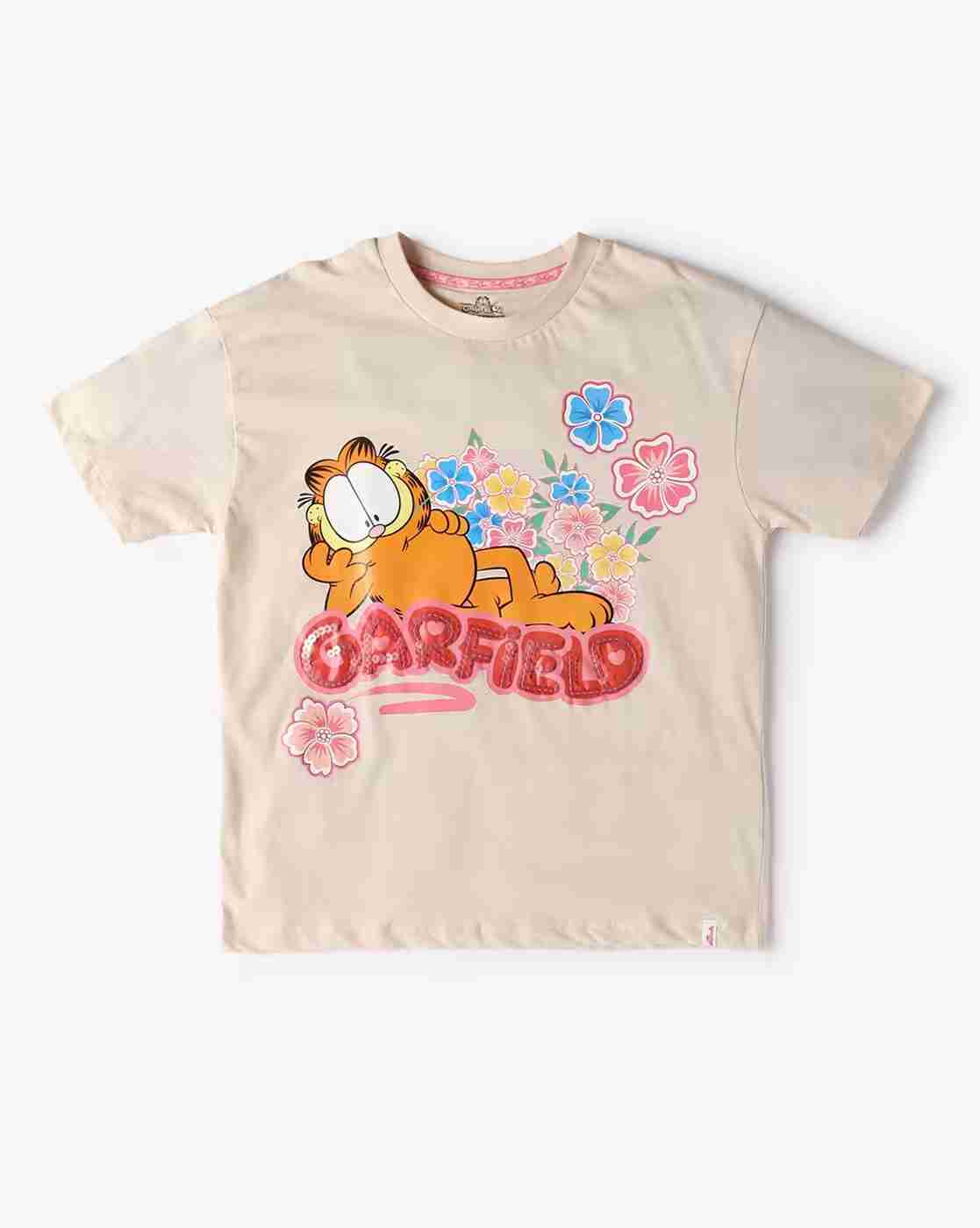 POINT COVE | Girls Garfield Print Oversized Round-Neck T-Shirt|0