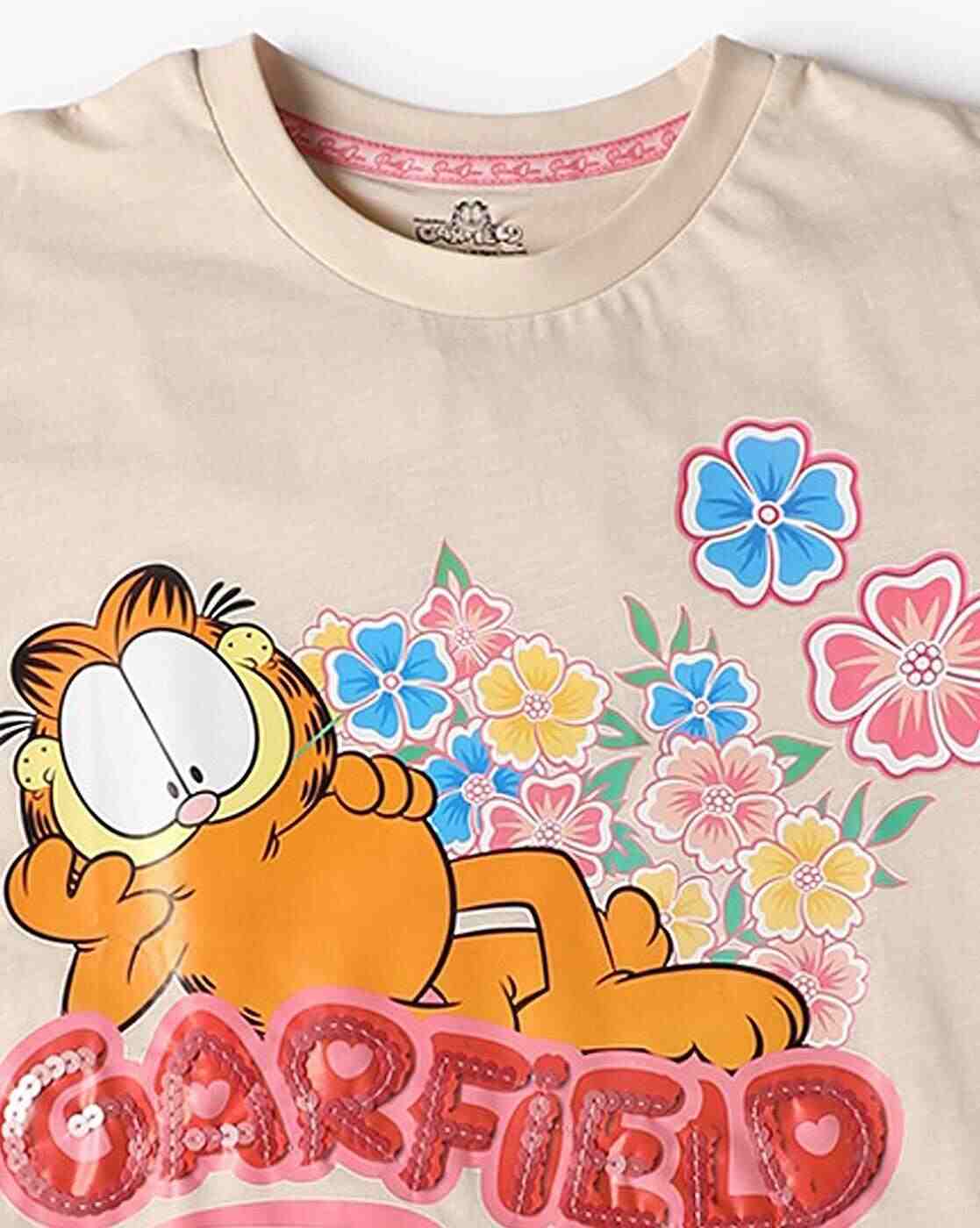 POINT COVE | Girls Garfield Print Oversized Round-Neck T-Shirt|2