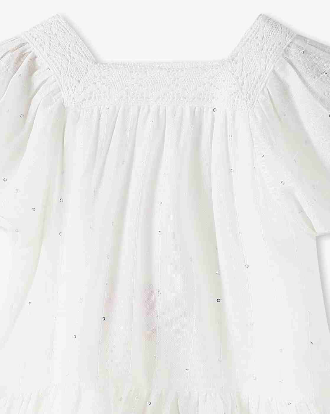 POINT COVE | Girls Embellished Regular Fit Square-Neck Ruffled Top|3