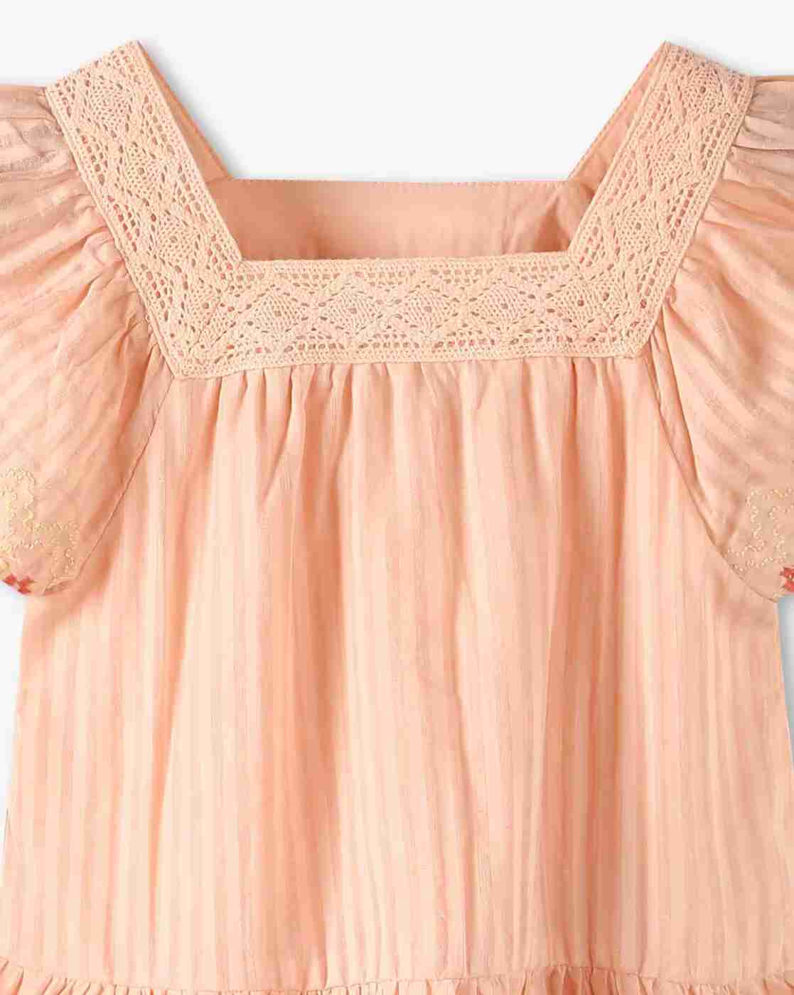 POINT COVE | Girls Striped Regular Fit Square-Neck Ruffled Top|2