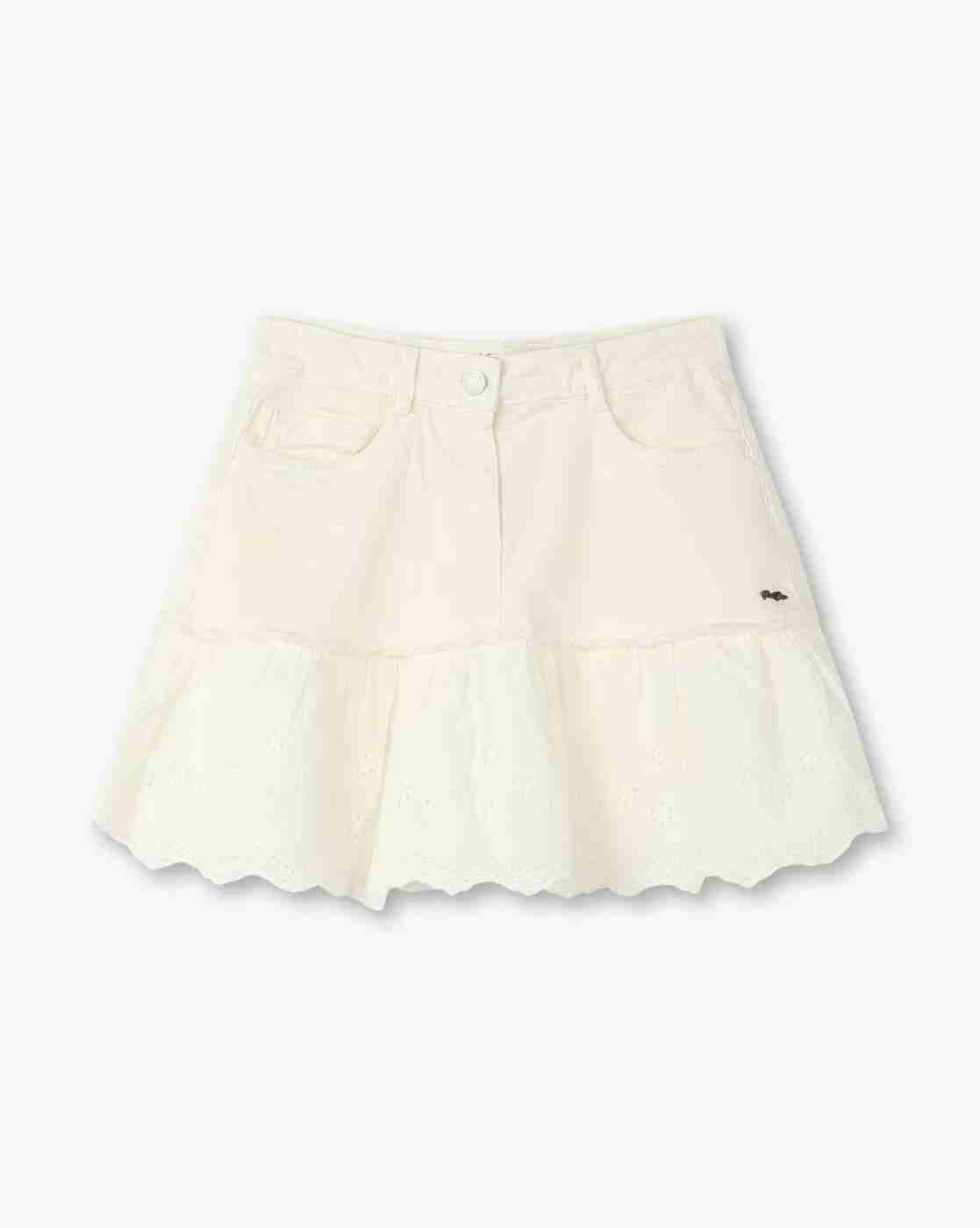 POINT COVE | Girls Schiffli Embroidered Mini A-Line Skirt|0