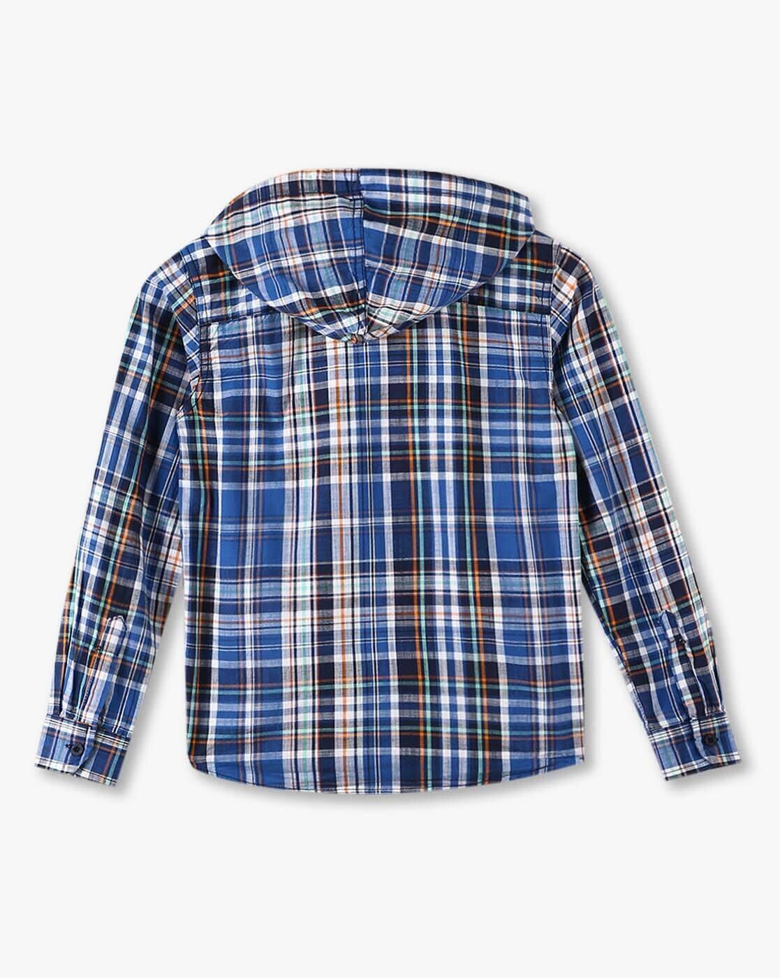 POINT COVE | Boys Checked Relaxed Fit Hooded Shirt with Flap Pockets|2