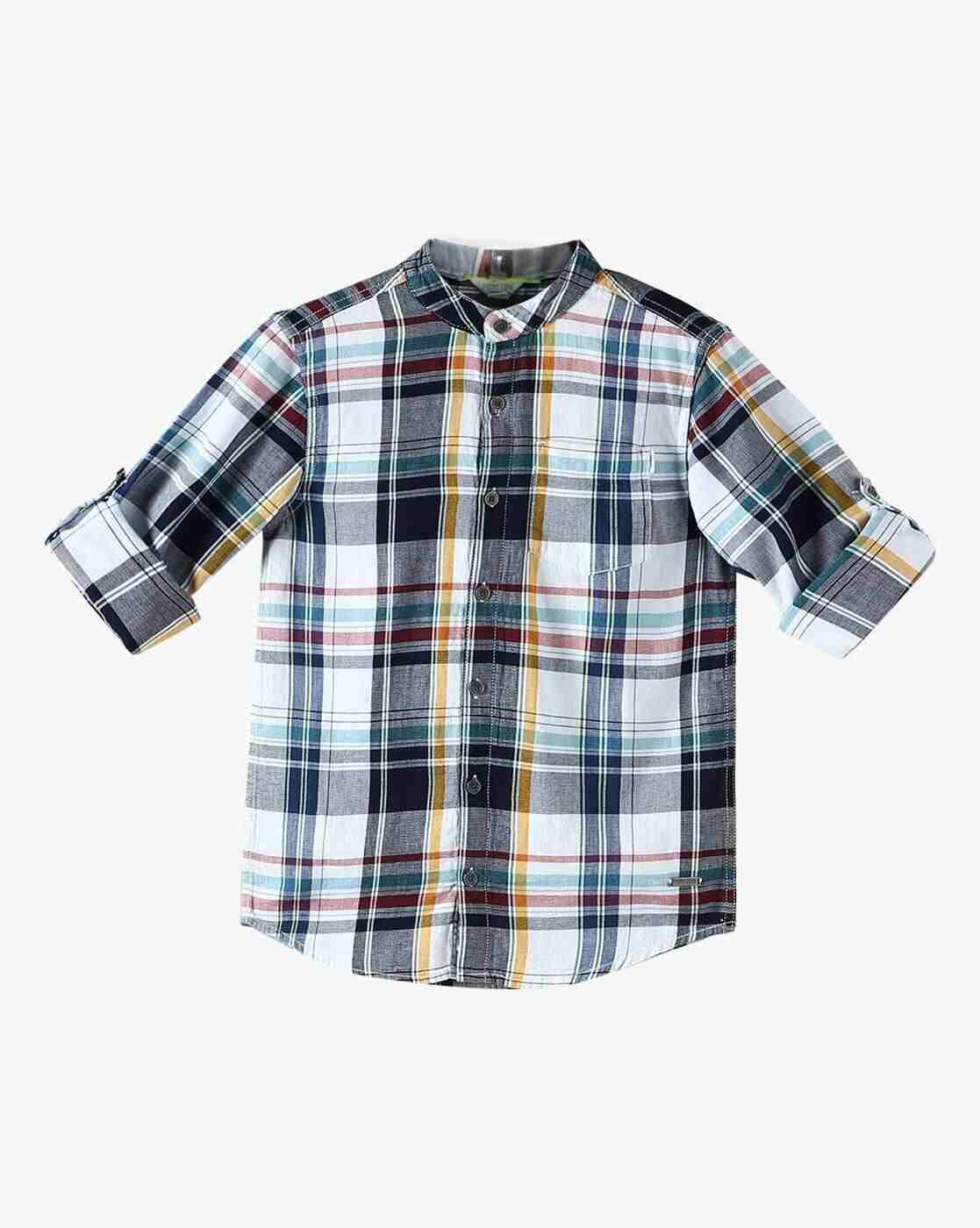POINT COVE | Boys Checked Relaxed Fit Hooded Shirt with Patch Pocket|1