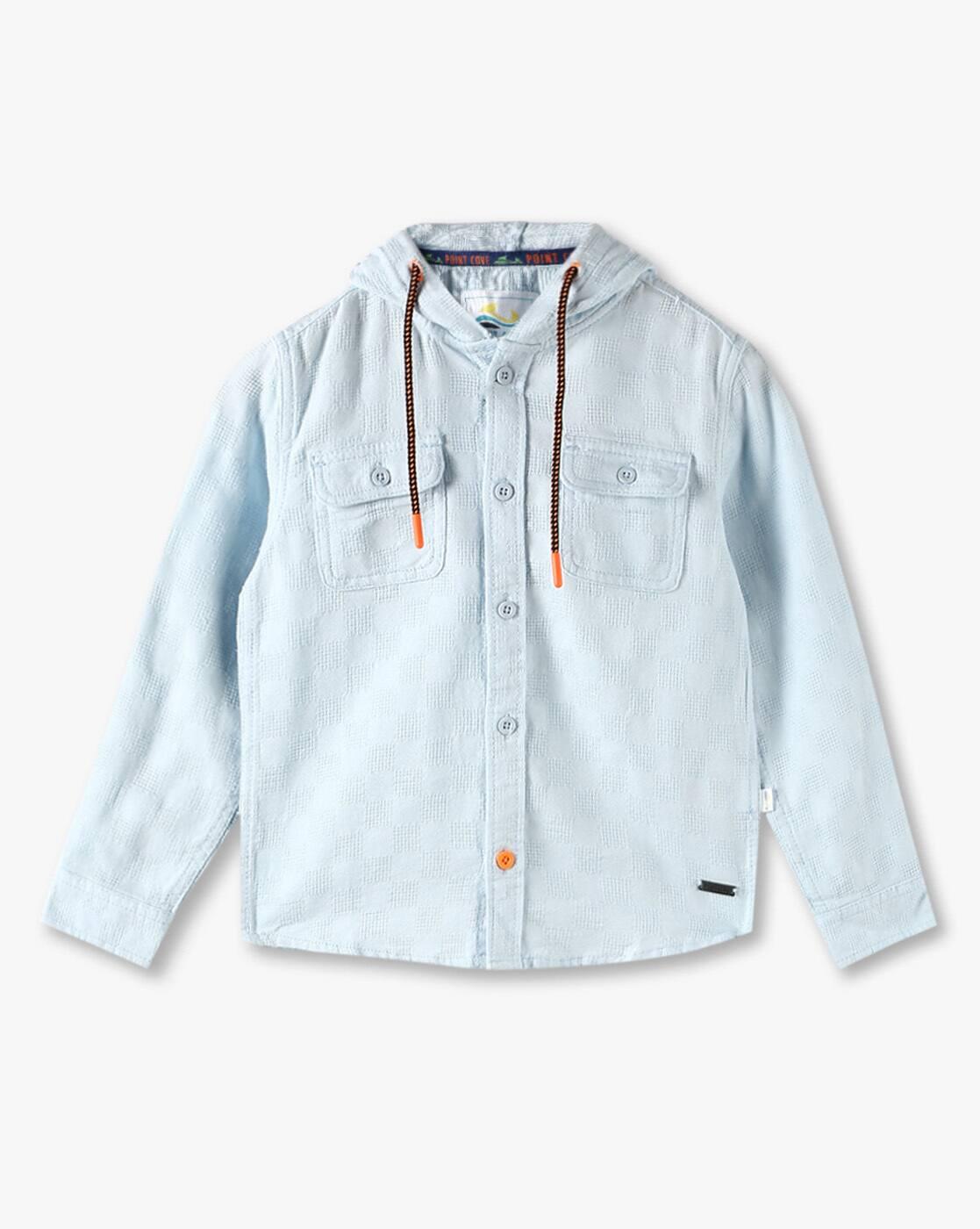 POINT COVE | Boys Relaxed Fit Hooded Shirt with Flap Pockets|1