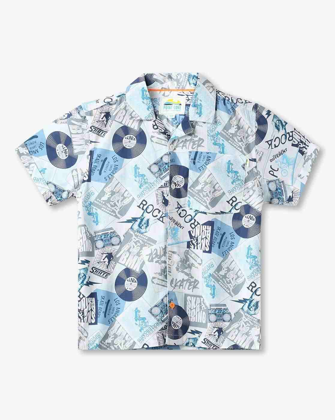 POINT COVE | Boys Printed Resort-Collar Relaxed Fit Shirt|0